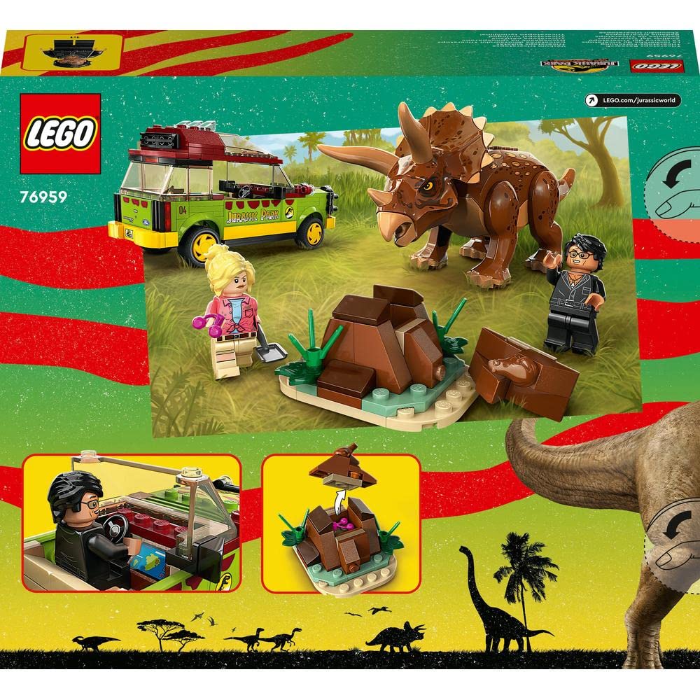 لعبة LEGO Jurassic Park Triceratops Research – مجموعة ديناصور ترايسيراتوبس مع سيارة Ford Explorer – إصدار الذكرى الـ30 للأطفال 8 سنوات+