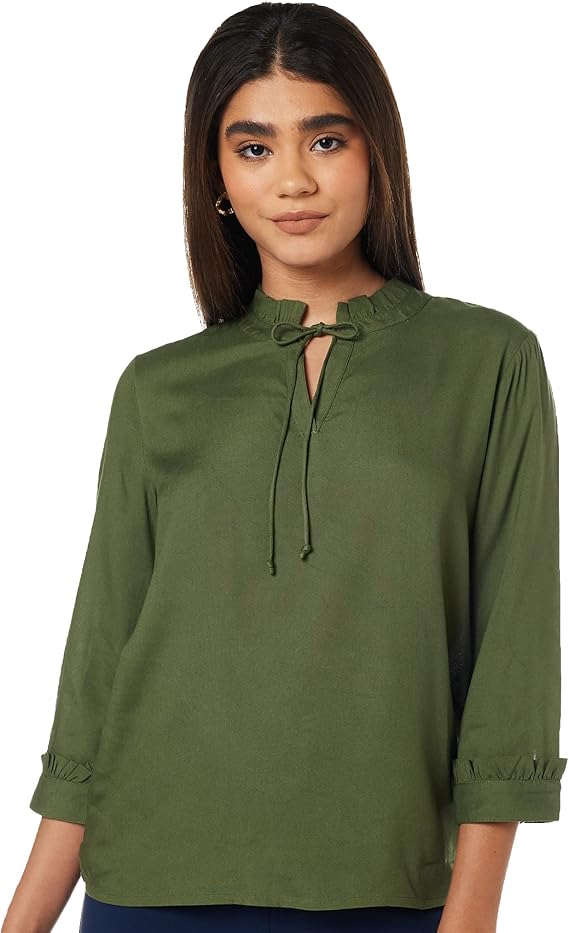 Symbol Women’s Blouses Solid Regular Fit Top – Safqqa Egypt