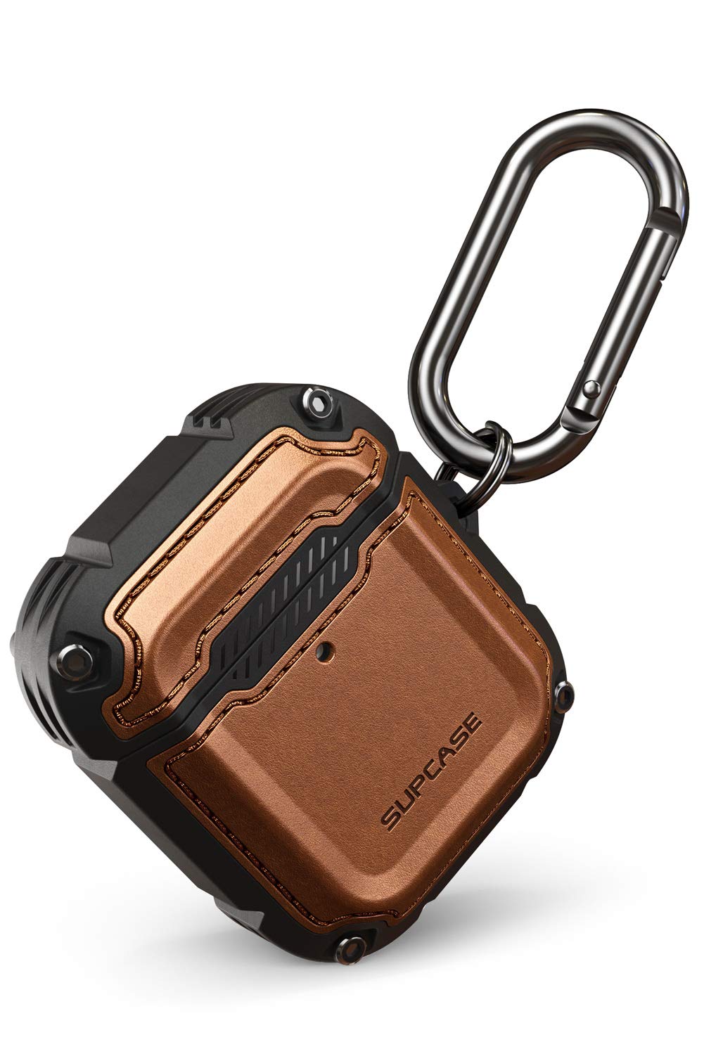 حافظة Supcase Unicorn Beetle Royal Series المصممة لـ AirPods 1 و 2، غطاء حماية كامل الجسم بتصميم قوي مع كارابينر لـ Apple AirPods الجيل الأول والثاني (بني)  