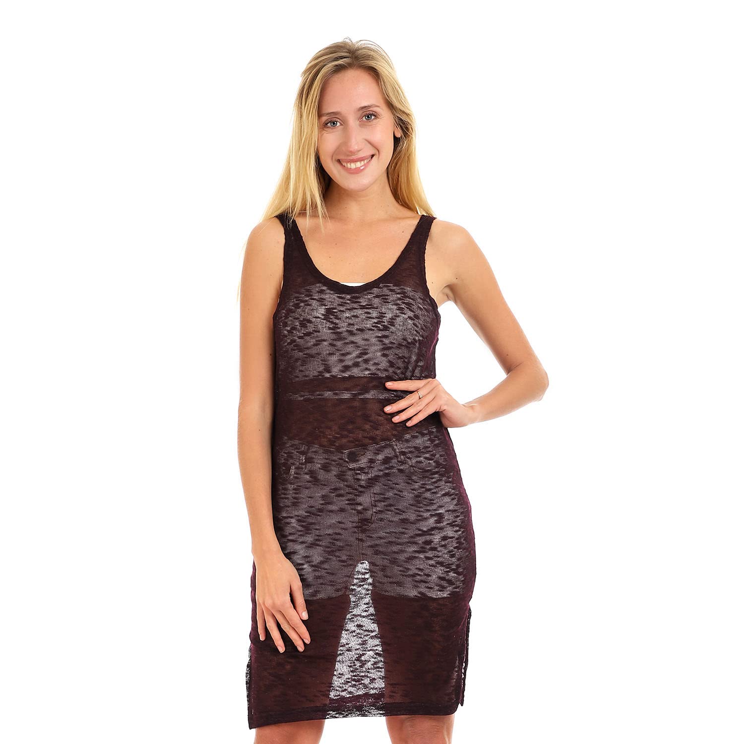 Jamila Women's Sleeveless Knitted Cover-Up – Side Slits | Lightweight Outerwear