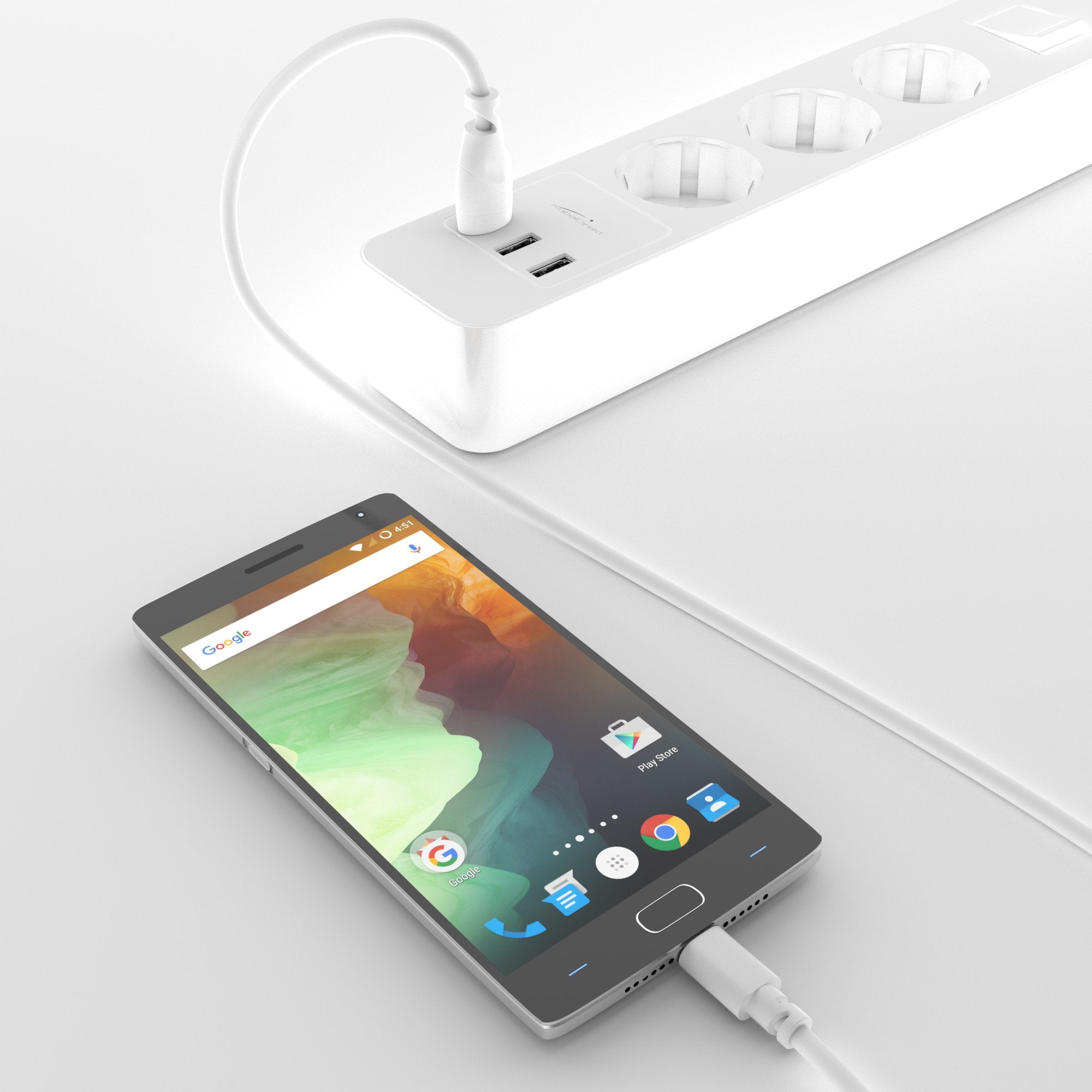 كابل KabelDirekt 552 بطول 1.5 متر Micro USB (كابل USB 2.0، مزامنة وشحن) سلسلة TOP أبيض
