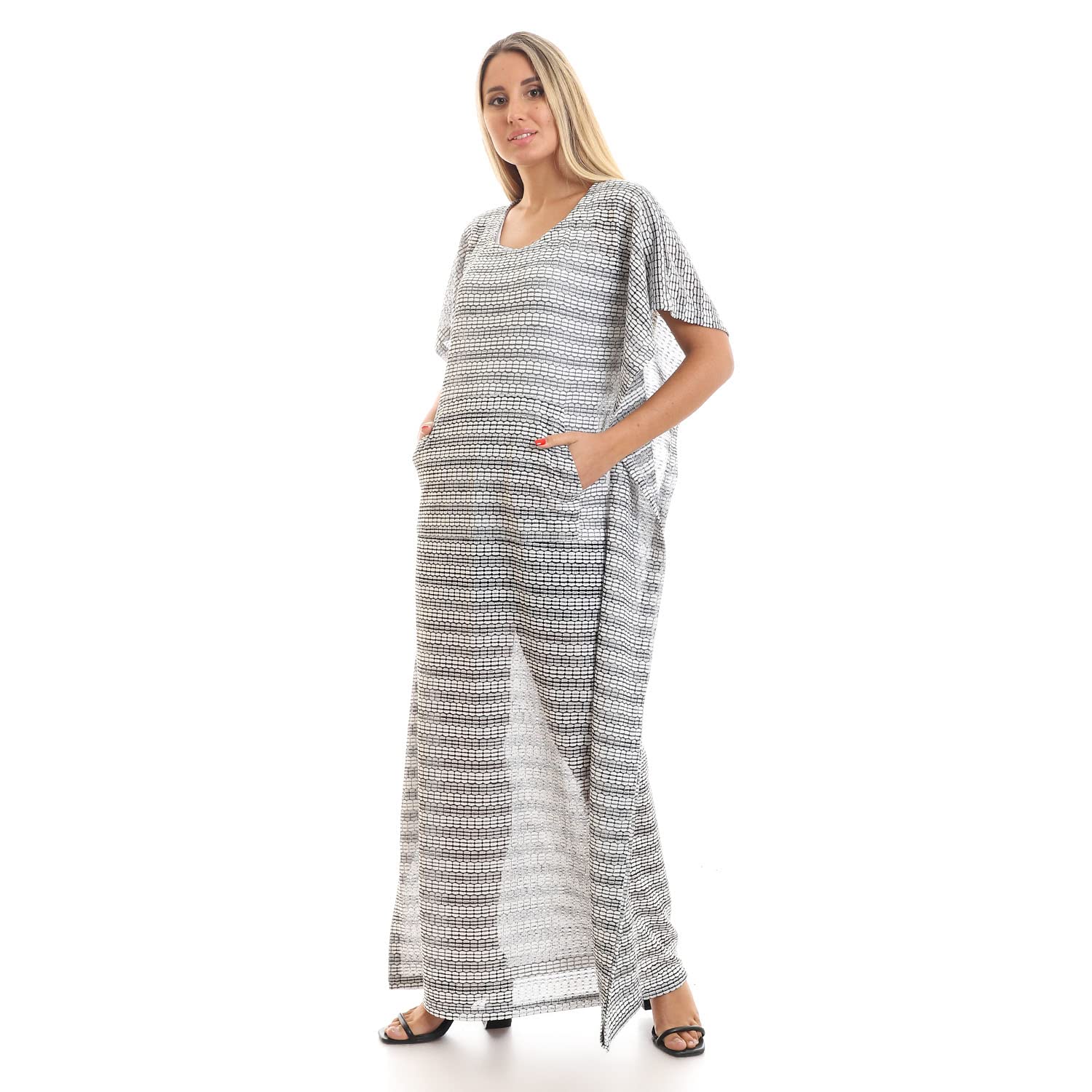 JAMILA Wide Scoop Neck Slip On NightDress For Women,Ideal for nightwear, lounging, or home relaxation.