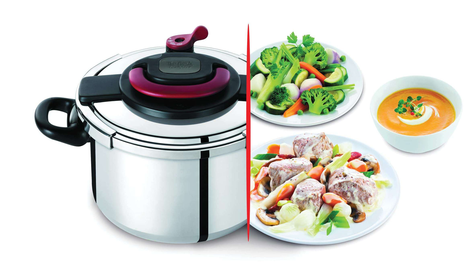 Tefal pressure cooker clipso plus, 8 l, stainless steel - 500108