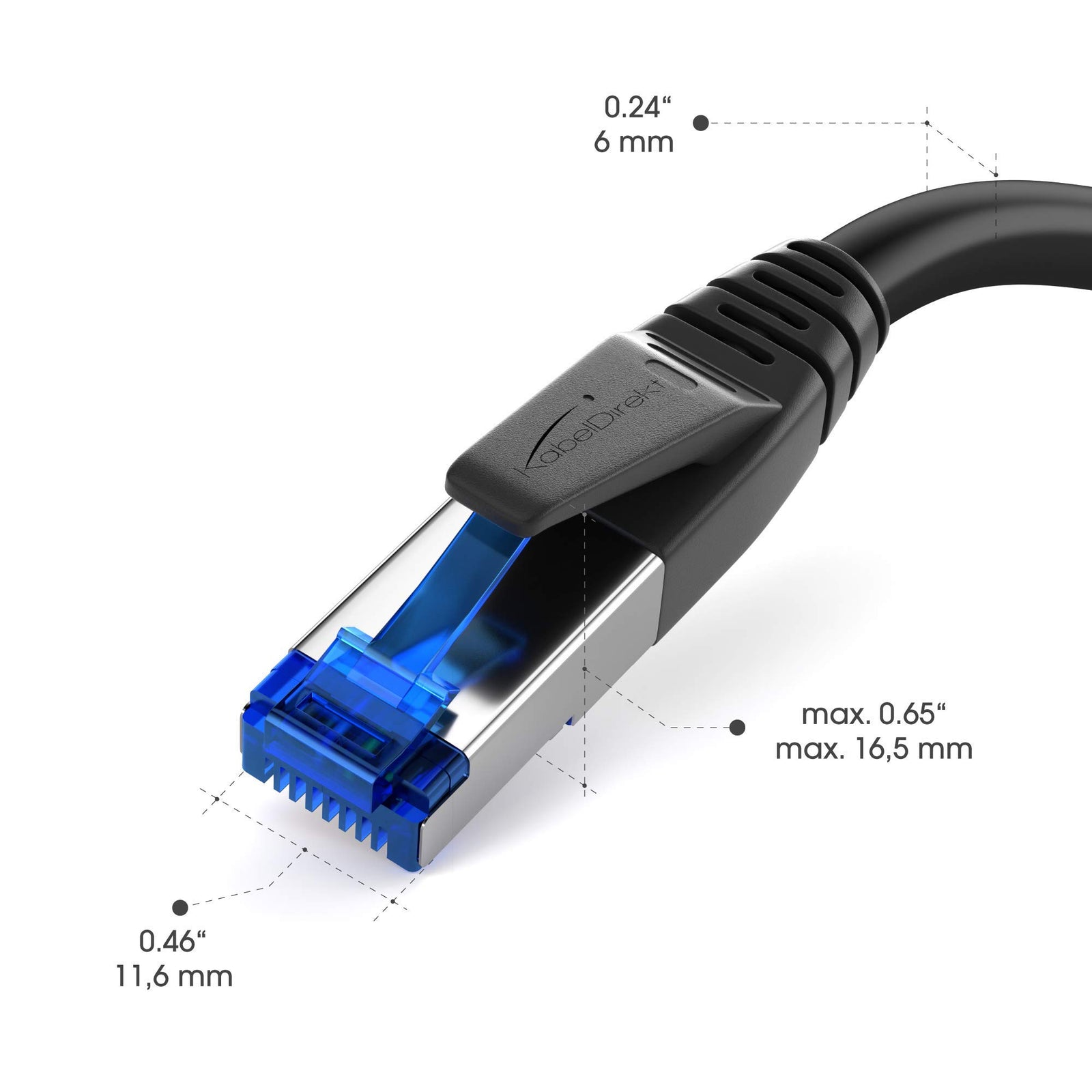 KabelDirekt – Cat 7 Network Cable – 0.25m – 10 Gigabit LAN Cable & Ethernet Cable – Available in 0.25-30m (suitable for high-speed networks, PC, gaming, switch, router and modem, RJ45 – black)