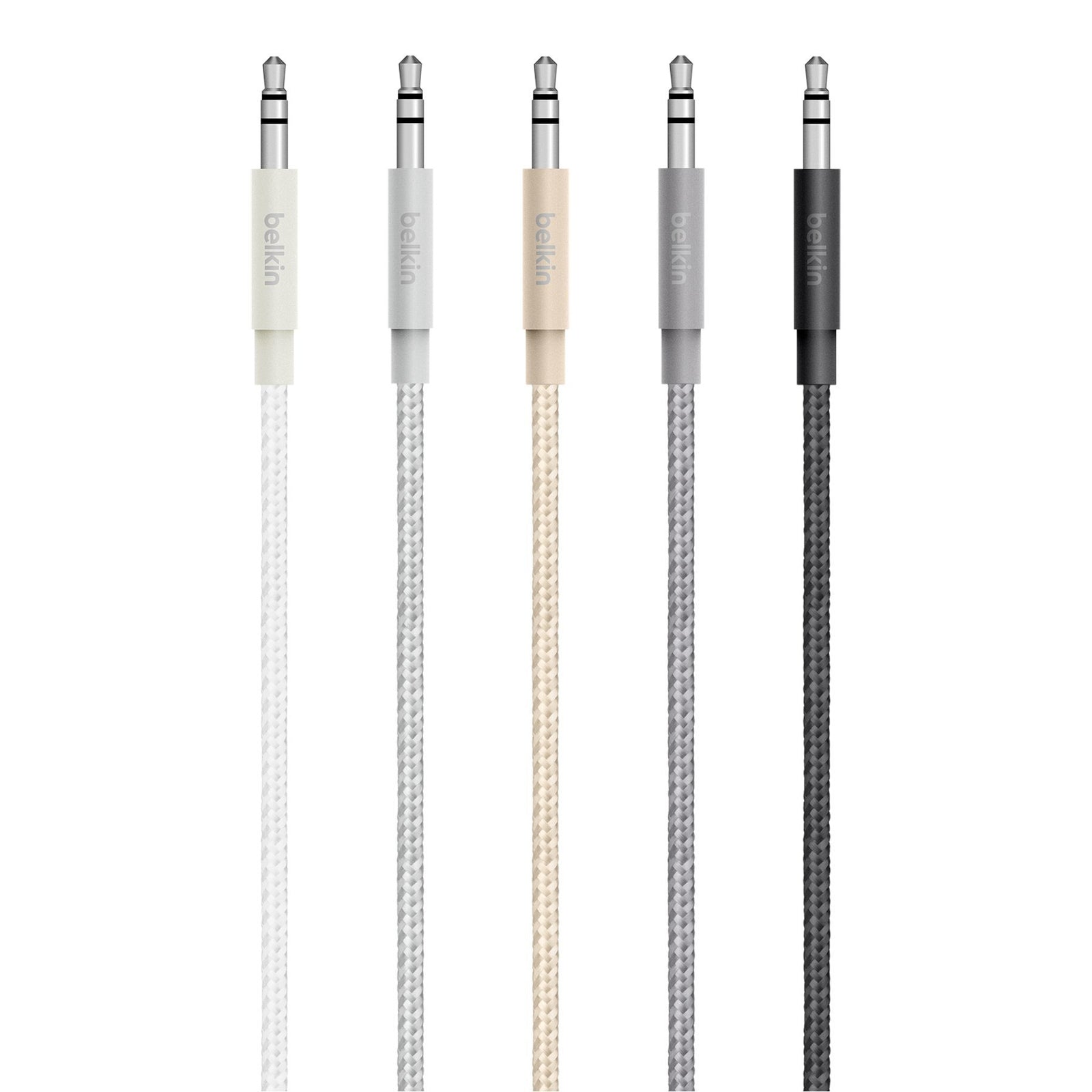 Belkin Mixit Metallic Aux Audio Cable 4 Ft / 1.2 Meters - 3.5Mm Braided Tangle Free Auxiliary Cable With Aluminuim Connectors, Durable And Sleek Audio Link - Grey