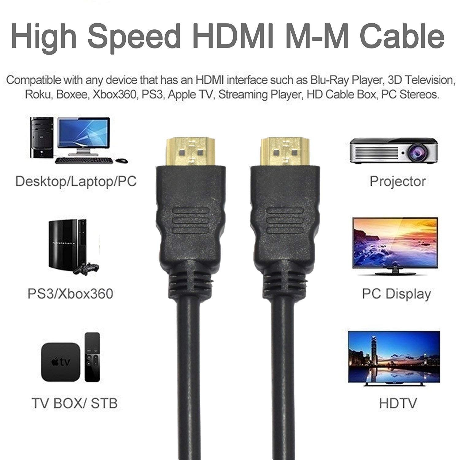 كابل HDMI Keendex – ذكر إلى ذكر، 4K، طول 30 سم، أسود