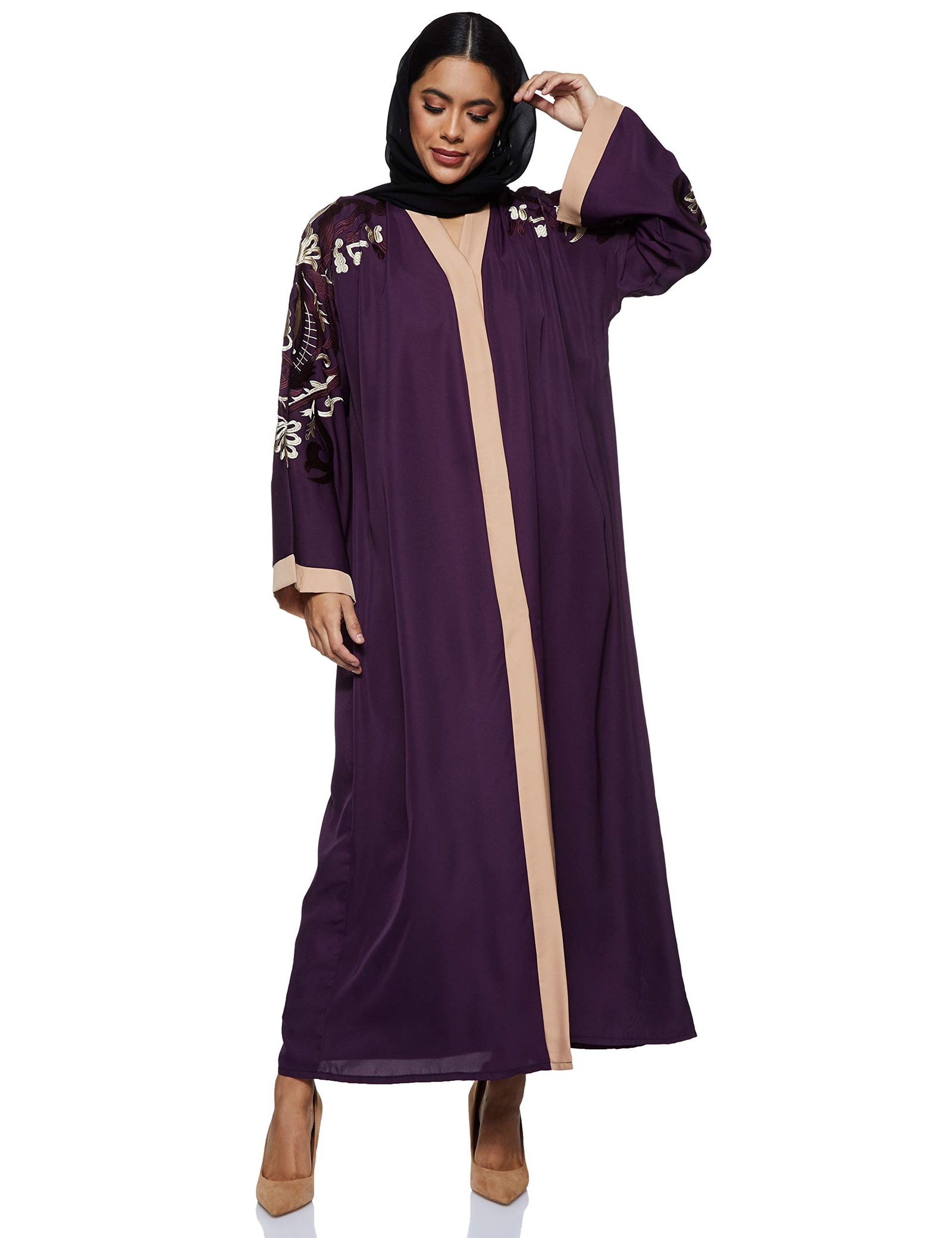 Nukhbaa Womens Purple Abaya