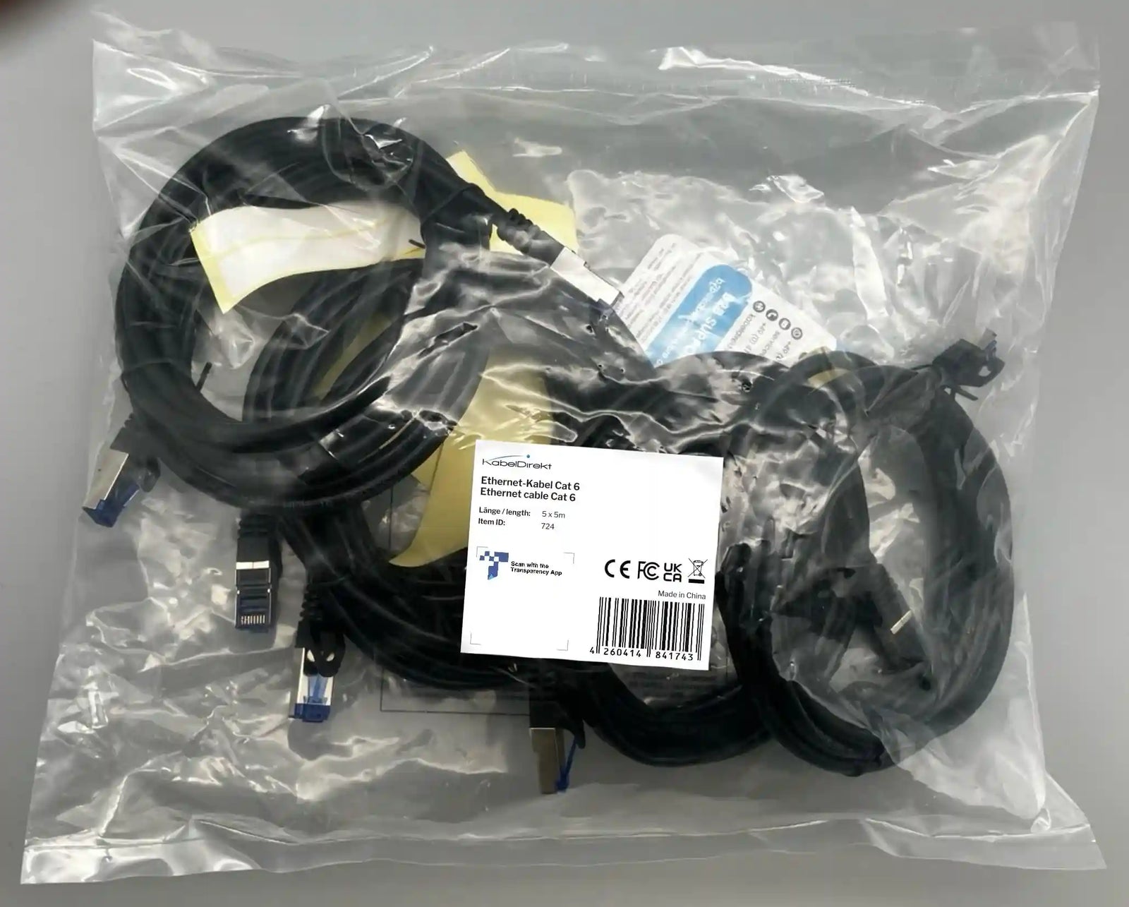 KabelDirekt 724 5m x5 Ethernet, patch & network cable (transfers gigabit internet speed, ideal for 1Gbps networks/LANs, routers, modems, switches, RJ45 plug ) black/silver - Safqqa Egypt