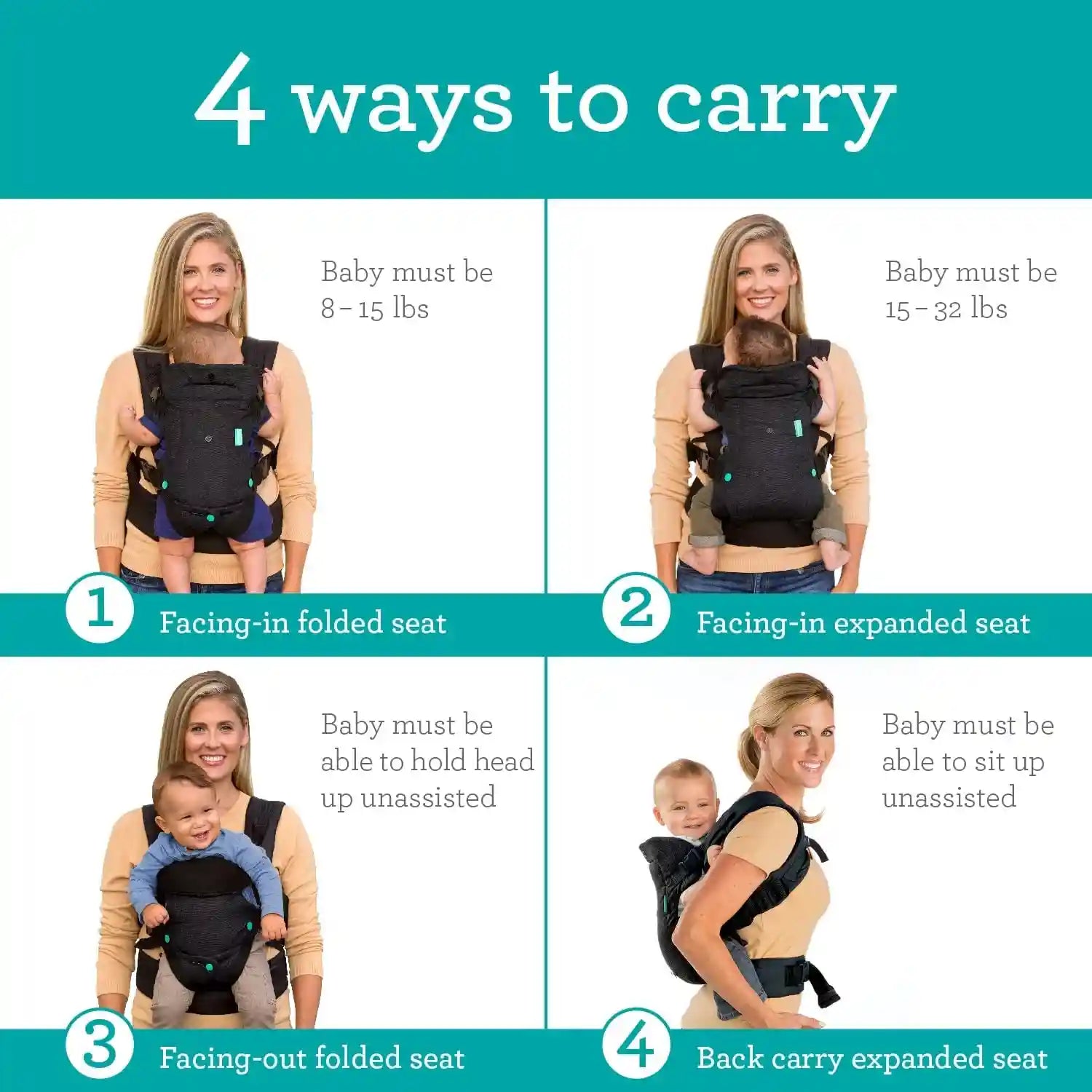 Infantino 4-IN-1 Convertible Baby Carrier For babies,  - 14.5 KG Black