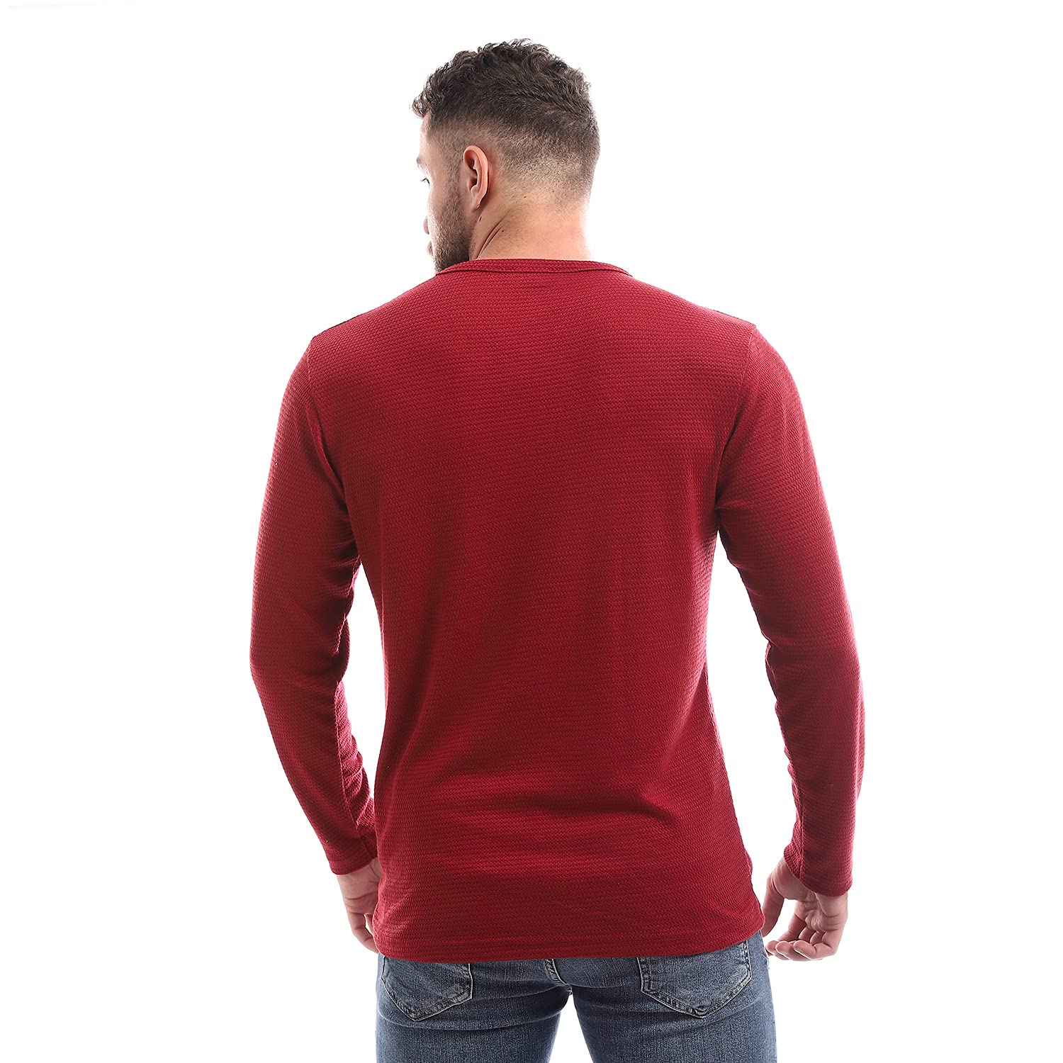 Offcliff Men’s Plain Long Sleeves Crew Neck Top Shirt