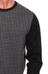Bella Donna Men’s Two-Tone Houndstooth Plaid Round Neck Long Sleeve Pullover