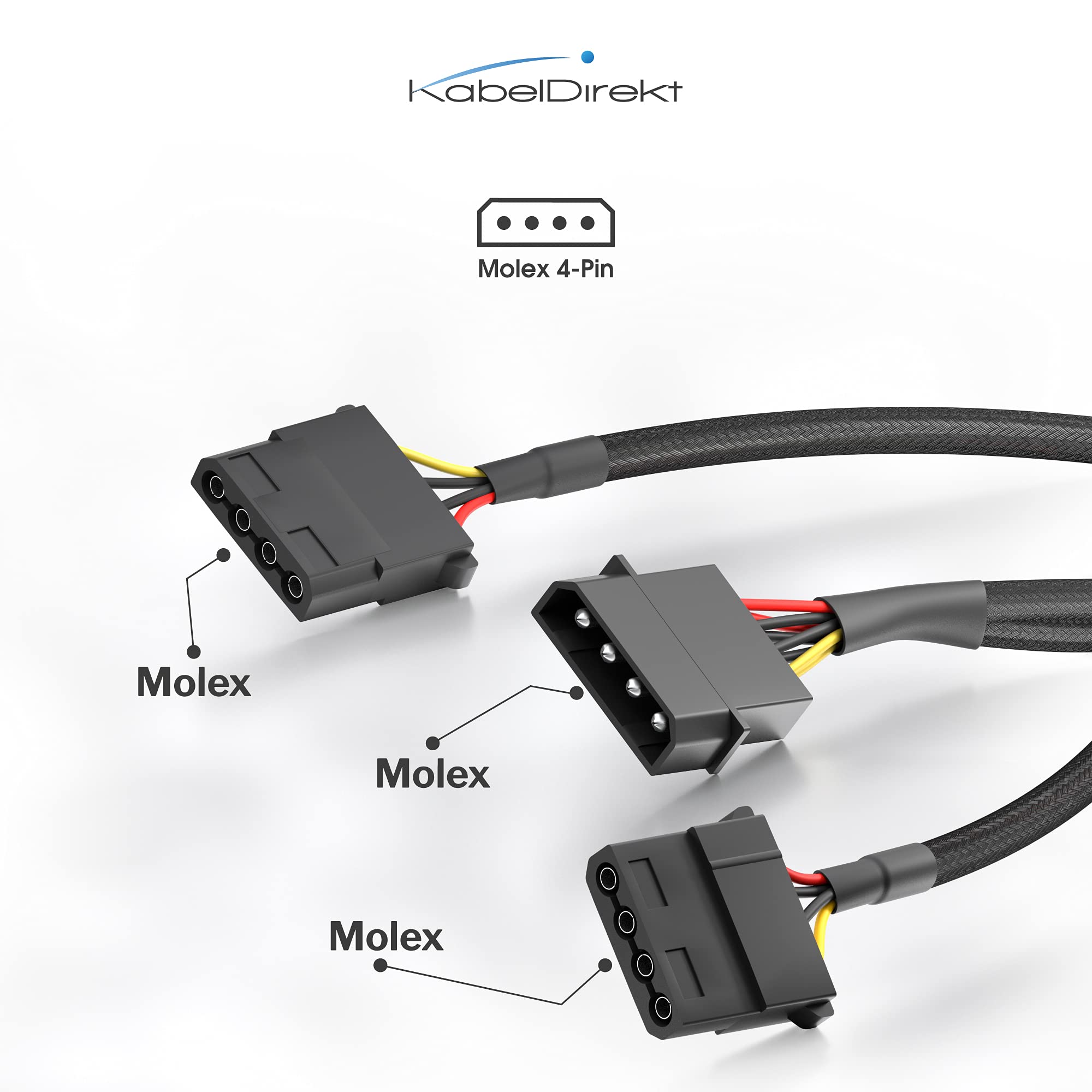 KabelDirekt 828 0.3m 30cm 4-pin Molex to 2x Y-cable black