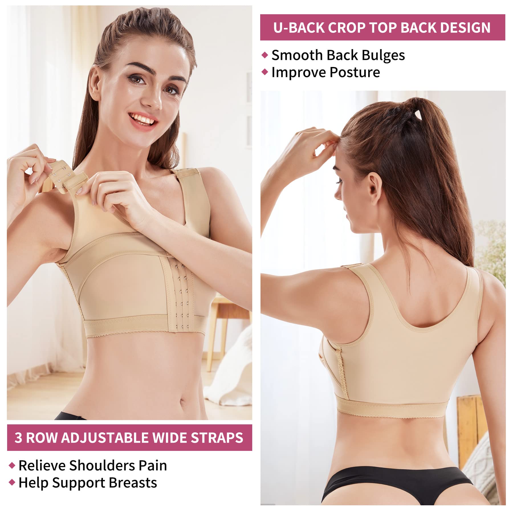 Micohpkle Women Front Closure Post-Surgery Bra – Comfortable Support