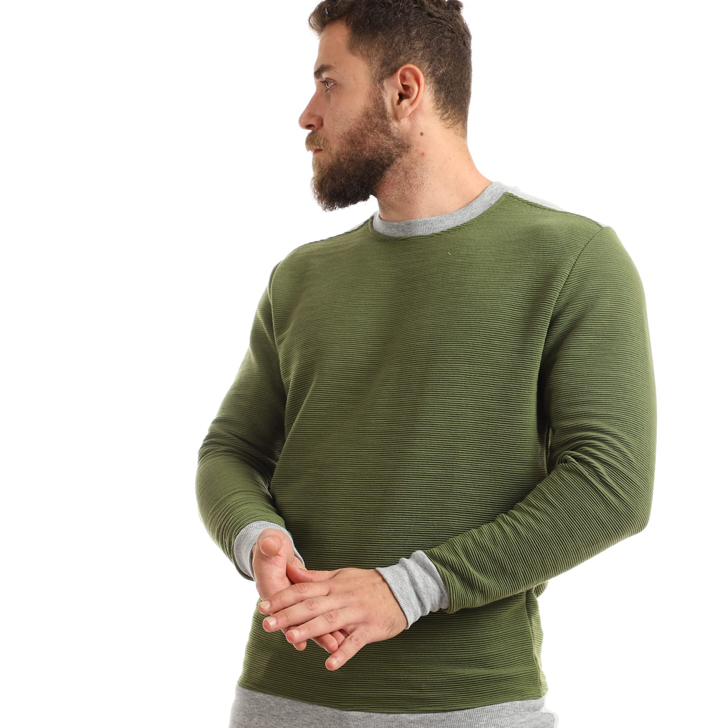 سويت شيرت رجالي بياقة دائرية وأكمام طويلة