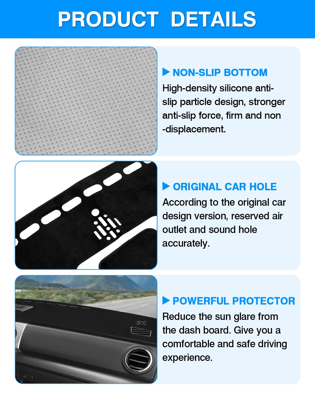 Autorder Flannel Dashboard Cover Mat for Toyota Tundra (2014–2021)