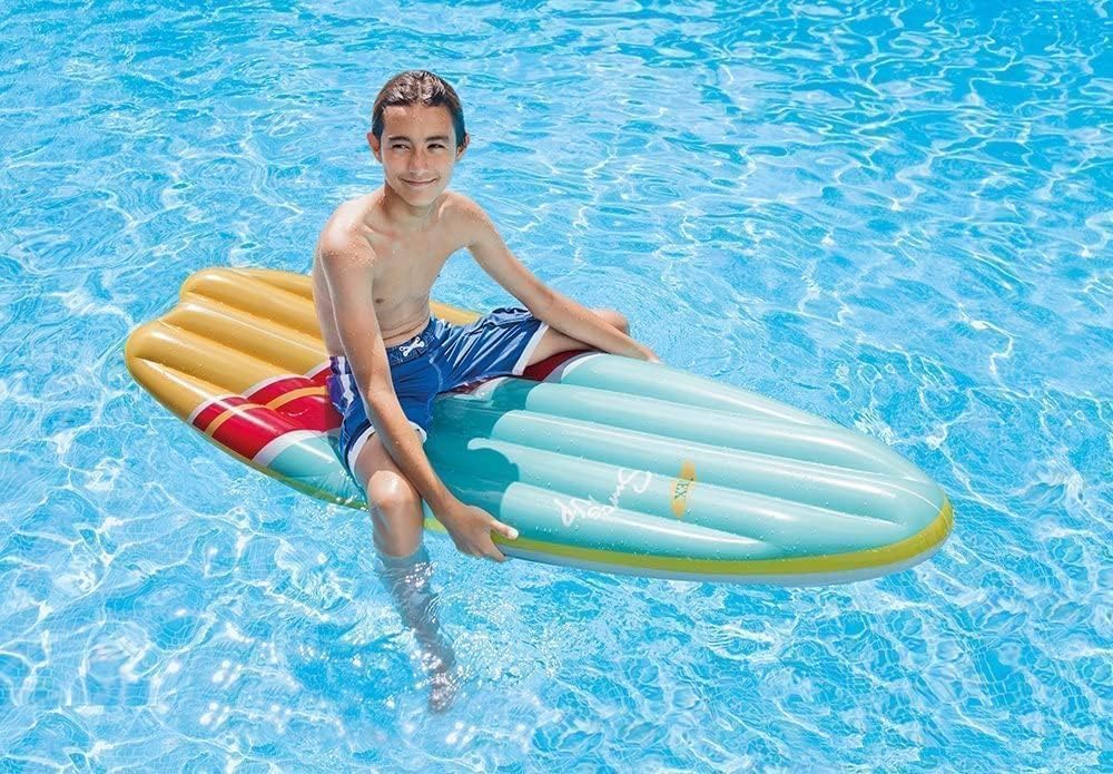 Intex Surfboard-Style Pool Float, Inflatable Lounger 1.78m x 69cm, Durable Water Pool Float