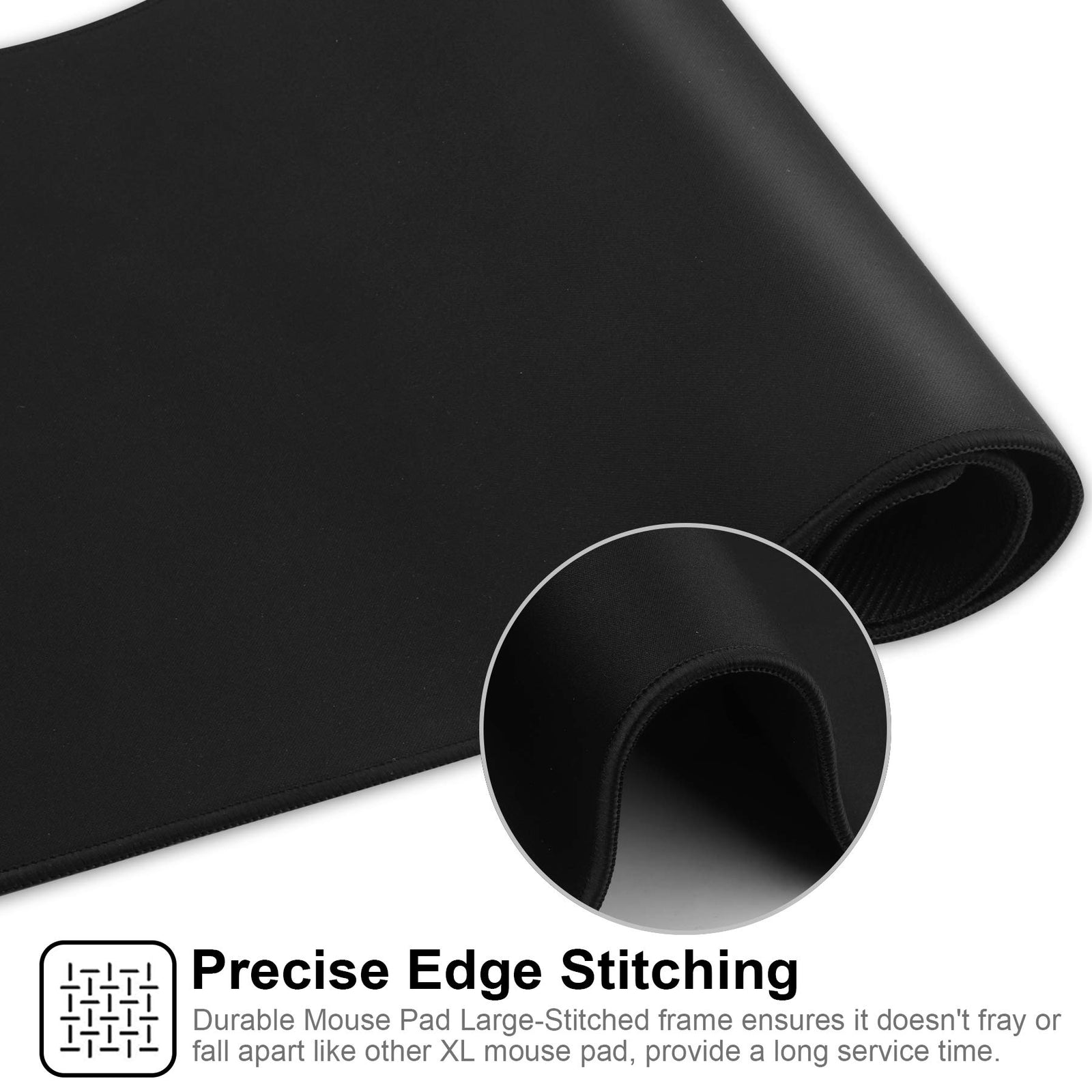 Jahosin Large Gaming Mouse Pad with Stitched Edges,[27.5x11.8In]Extended Mouse Pad with Non-Slip Natural Rubber Base for Gamer/Desktop/Office/Home (70x30 Blackus)