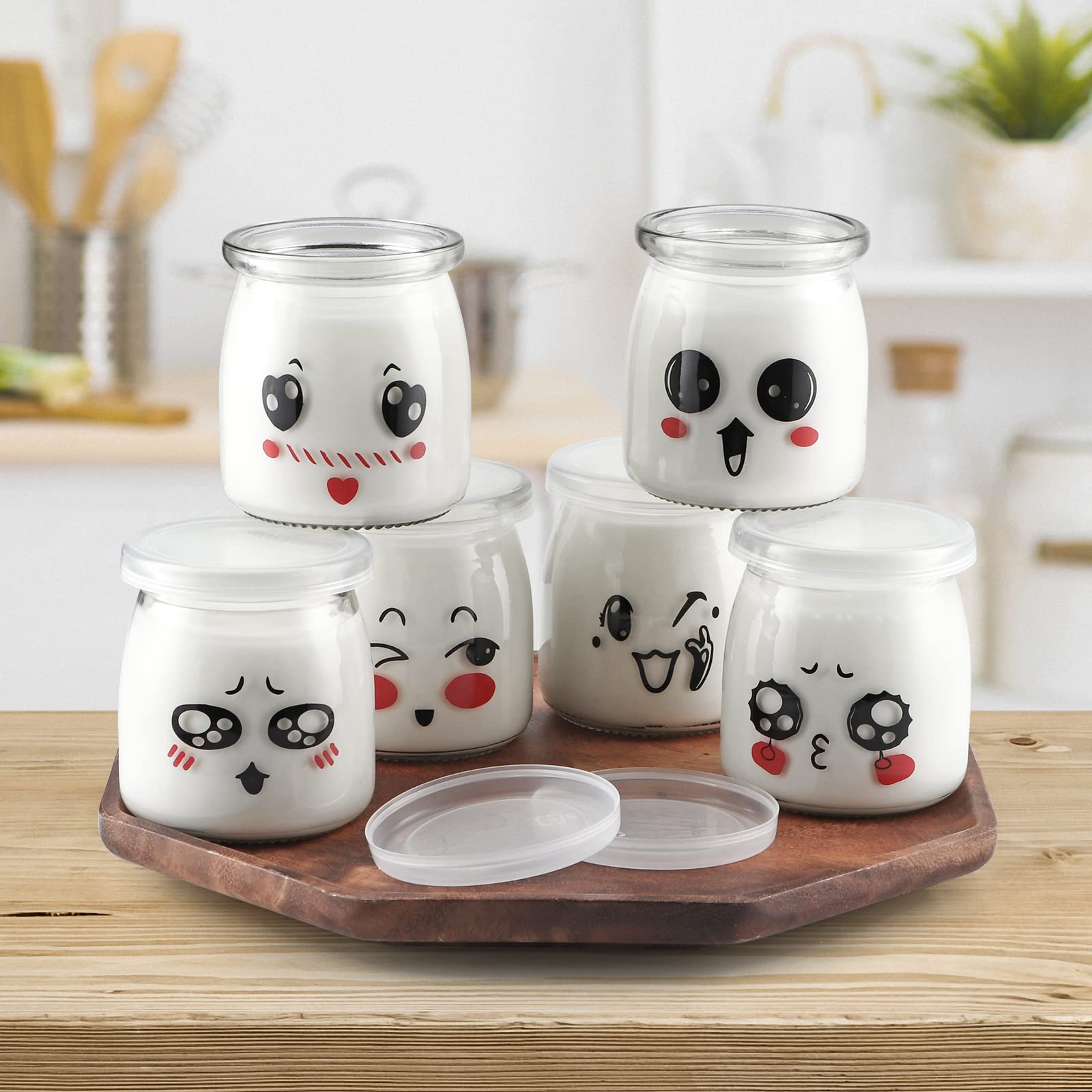 Skelang 10 Pcs 200ml Pudding Glass Bottle, Yogurt Jars with Lids, Dessert Storage Bottle for Honey, Jelly and Milk - Without box