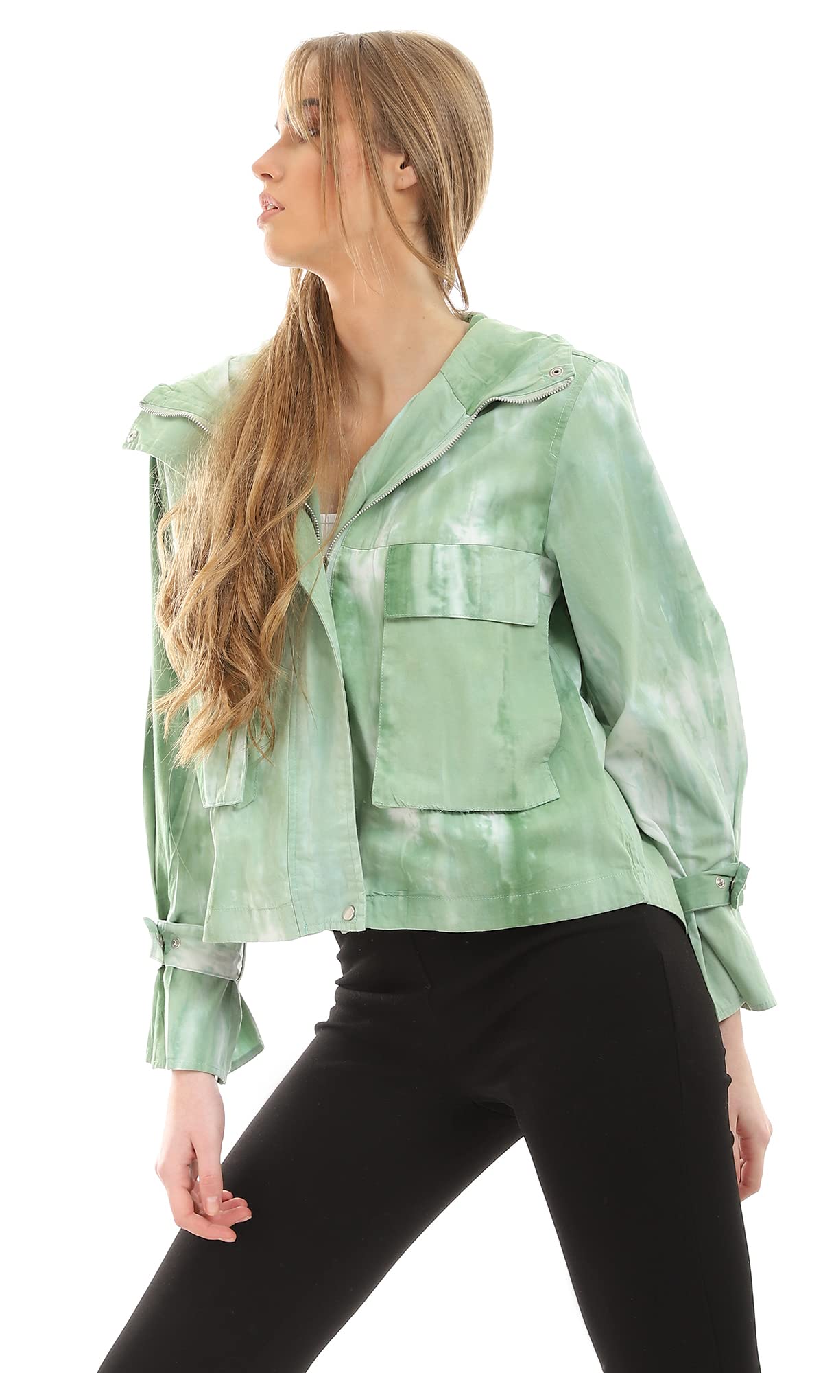 Ravin womens Ravin Double Closure Tie Dye Lightweight Light Green Hooded Jacket