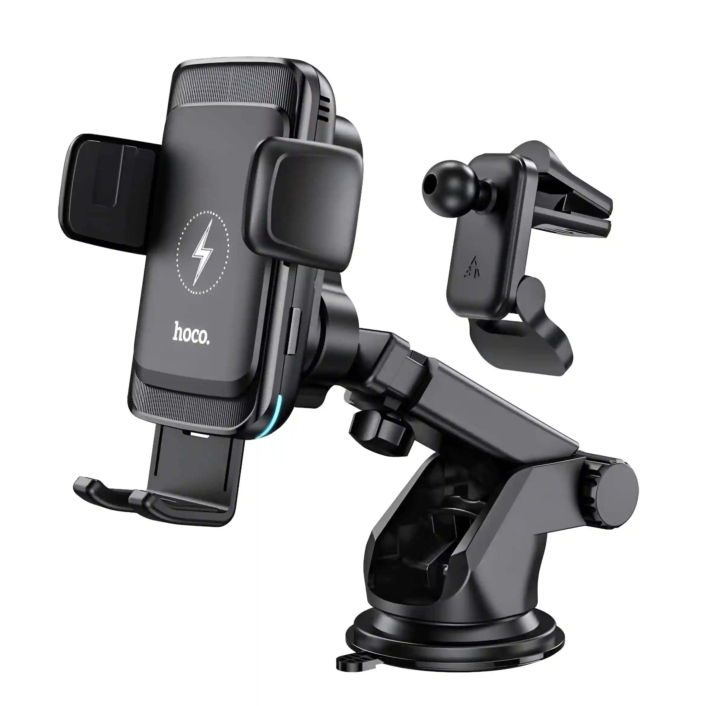 حامل السيارة الذكي مع شحن لاسلكي من هوكو S35 يوفر محاذاة ذكية وشحن سريع بقوة ١٥ واط للهواتف التي يتراوح حجمها بين ٤.٥ و٦.٧ بوصة. متوافق مع جميع العلامات التجارية الشهيرة