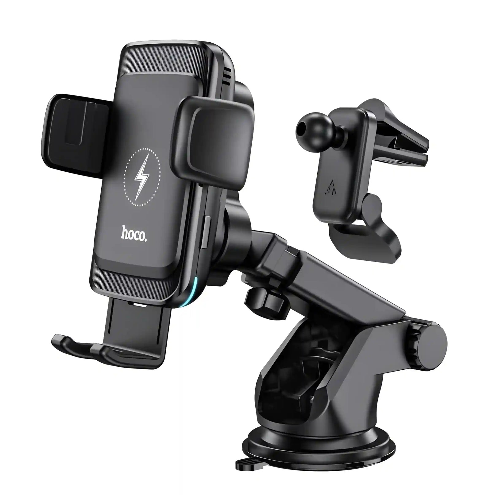 حامل السيارة الذكي مع شحن لاسلكي من هوكو S35 يوفر محاذاة ذكية وشحن سريع بقوة ١٥ واط للهواتف التي يتراوح حجمها بين ٤.٥ و٦.٧ بوصة. متوافق مع جميع العلامات التجارية الشهيرة