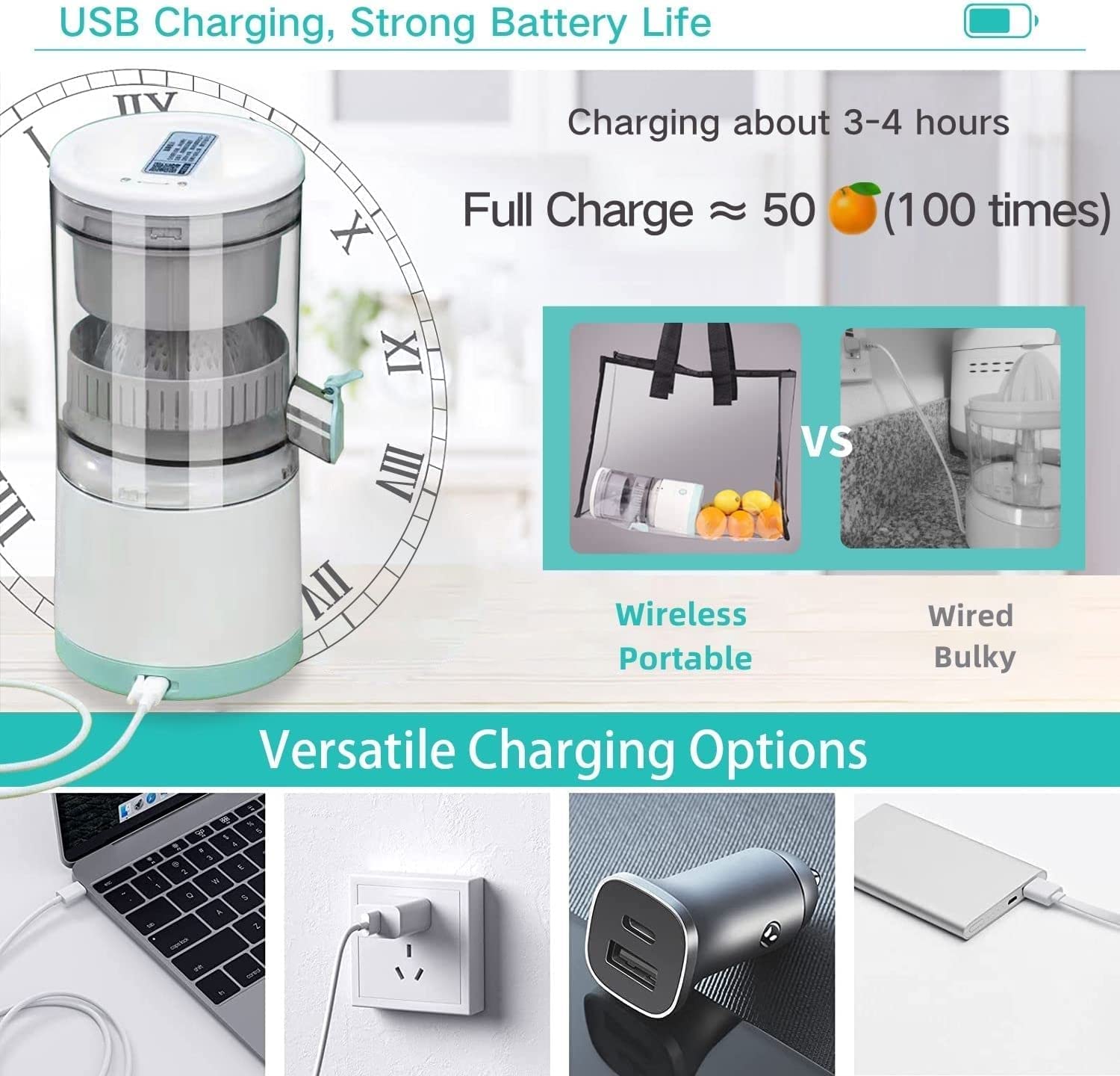 Portable USB Electric Citrus Juicer Easy Press Fruit and Vegetable Juicer – Safqqa Egypt