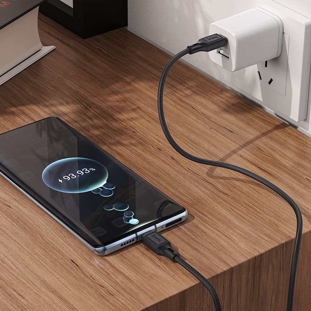 Hoco X90 - Cool Silicone Fast Charging And Data Transmittion Cable (60W - 20V- 3A - 1M), USB-C To USB-C Plug, Compatible With Samsung Huawei Xiaomi Oppo - Black - Safqqa Egypt