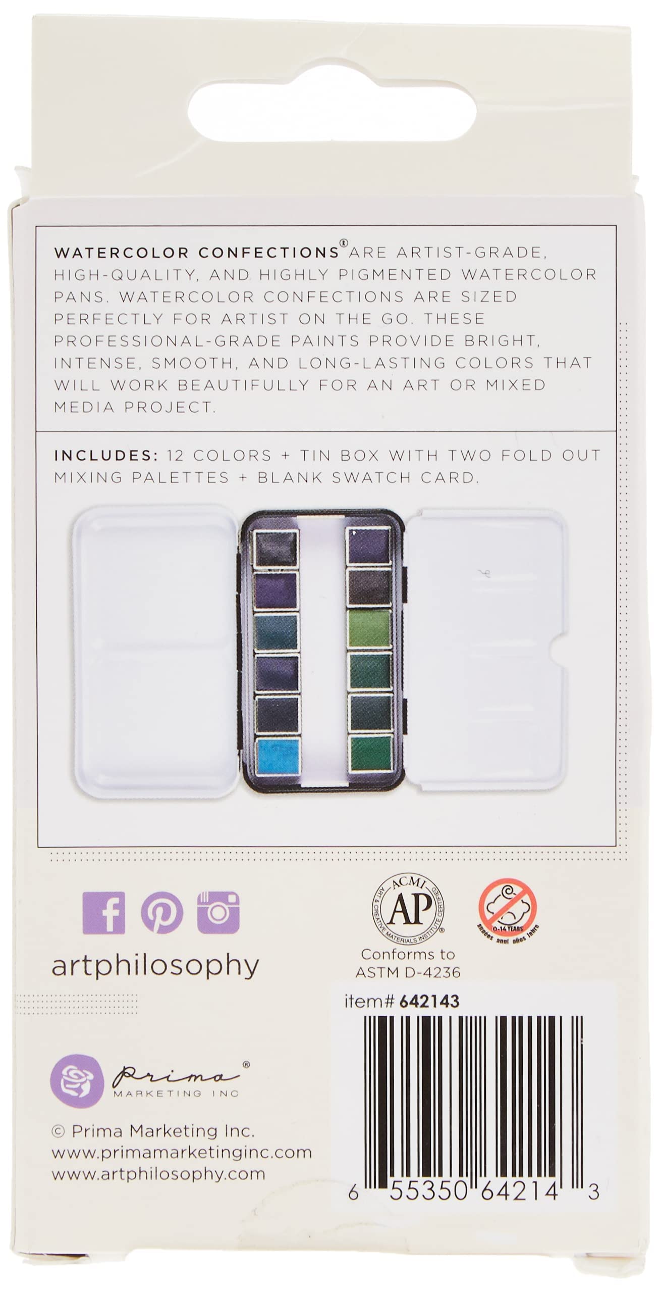 علبة ألوان مائية احترافية من بريما – 12 لون