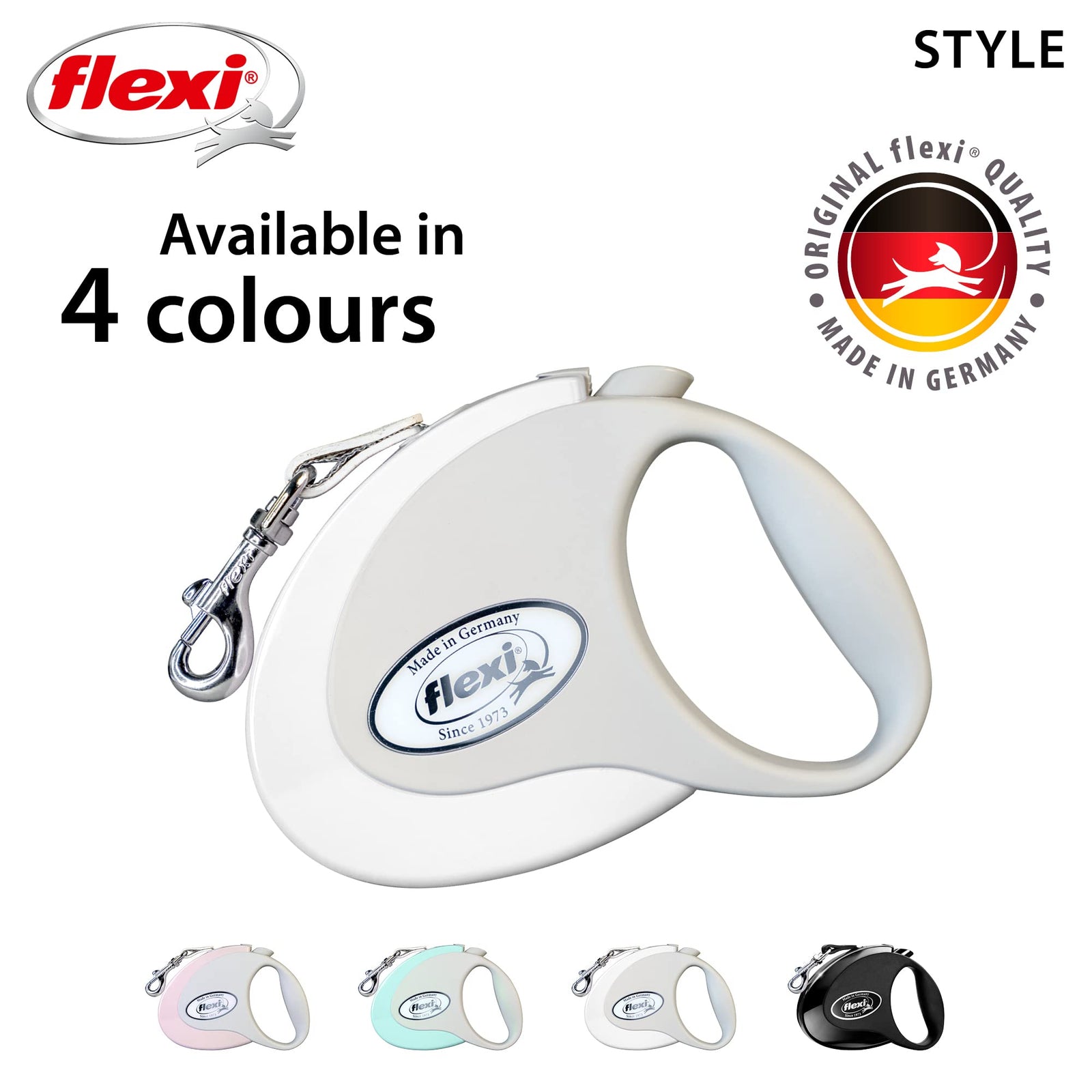 شريط فليكسي ستايل بطول ٥ أمتار باللون الأبيض هو أداة عملية وآمنة للكلاب. مثالي لتثبيت،