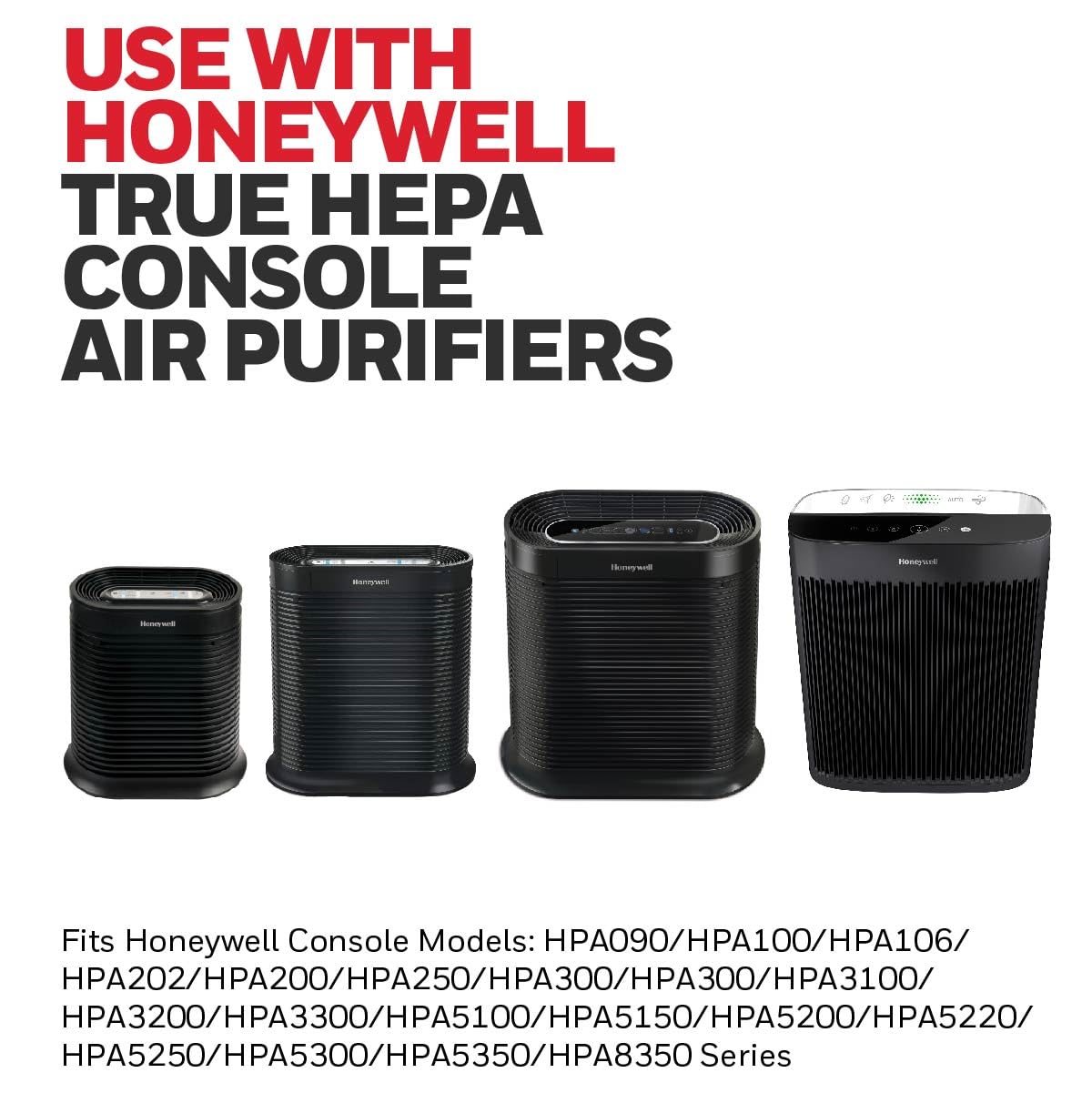 Honeywell HEPA Air Purifier Filter R, 3-Pack for HPA 100/200/300 and 5000 Series - Airborne Allergen Air Filter Targets Wildfire/Smoke, Pollen, Pet Dander, and Dust, White