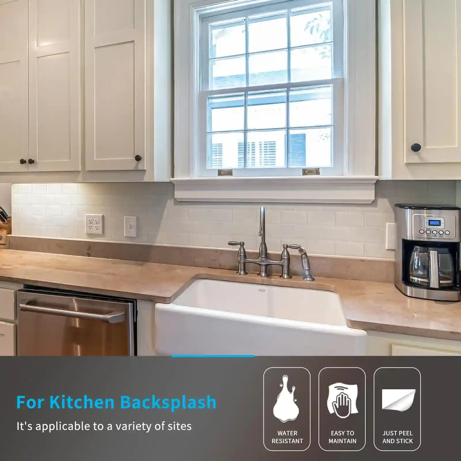 بلاط خلفية مطبخ لاصق من Art3d – 10 ألواح، 12×12 بوصة، أبيض – Safqqa Egypt