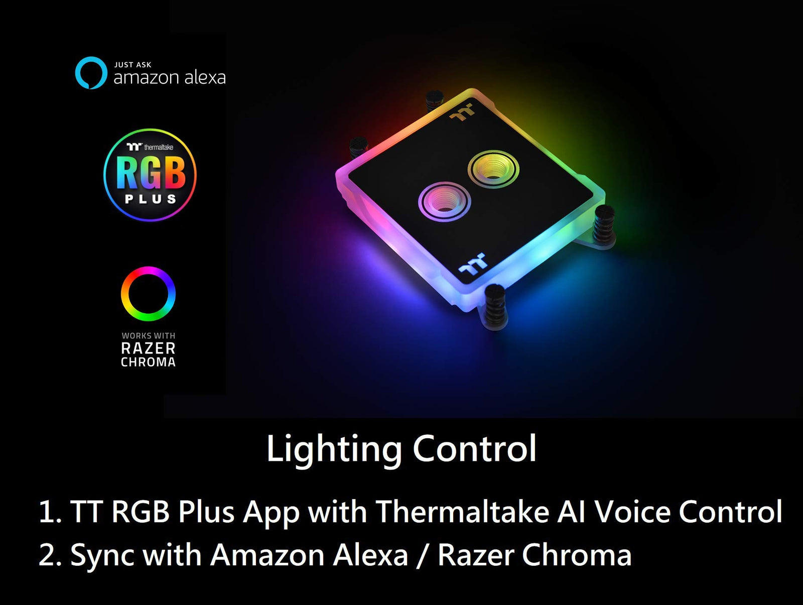 وحدة تبريد مائي ثيرمالتيك باسيفيك W6 RGB – إضاءة 16.8 مليون لون، مزامنة مع أليكسا وريزر كروما، تغطية كاملة لمعالج AMD TR4