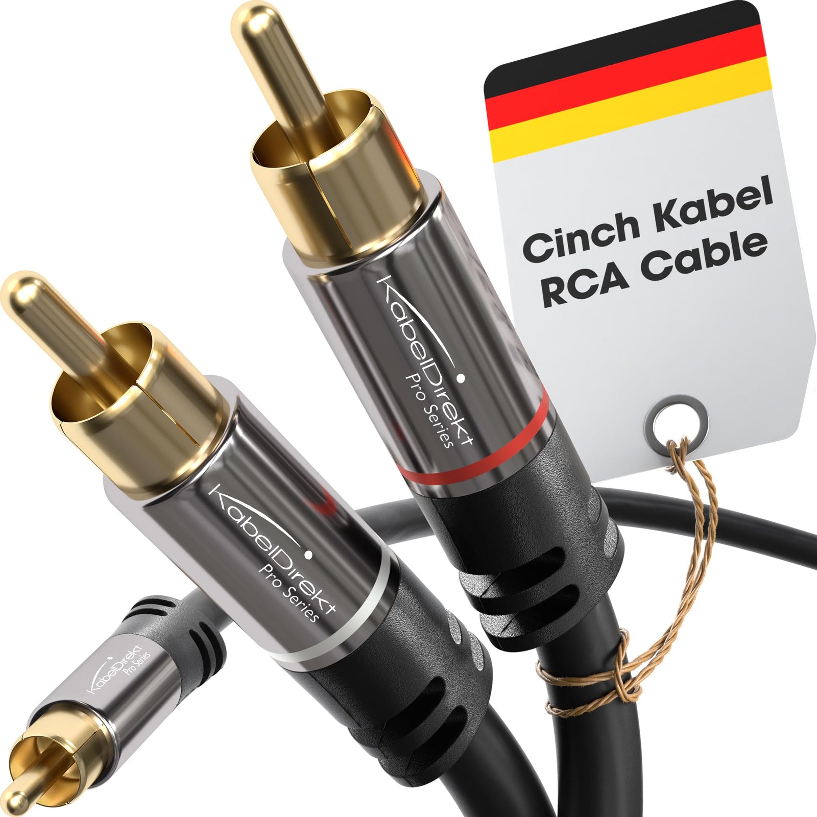 KabelDirekt 457 0.5m RCA Y Cable (1 to 2 RCA, Stereo Audio, Coaxial Male/Male Cinch Plugs, Analog/Digital, Adapter for Subwoofers, Amps, Hi-Fi, Home Cinema, Receivers) - Black