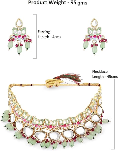 ZAVERI PEARLS Kundan Necklace Earring & Ring Set for Women ZPFK15197 – Safqqa Egypt