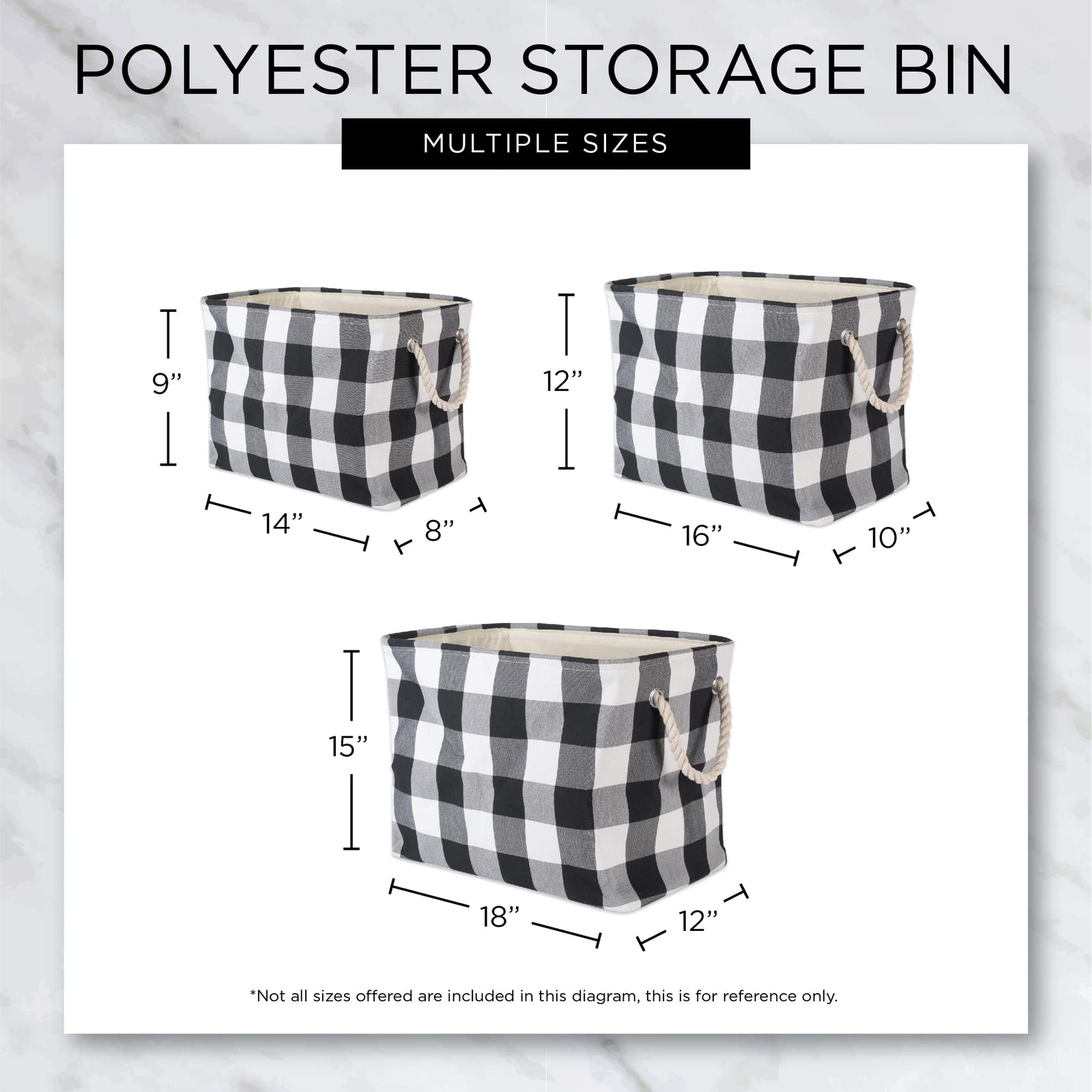 DII Polyester Storage Bin, Medium, Black