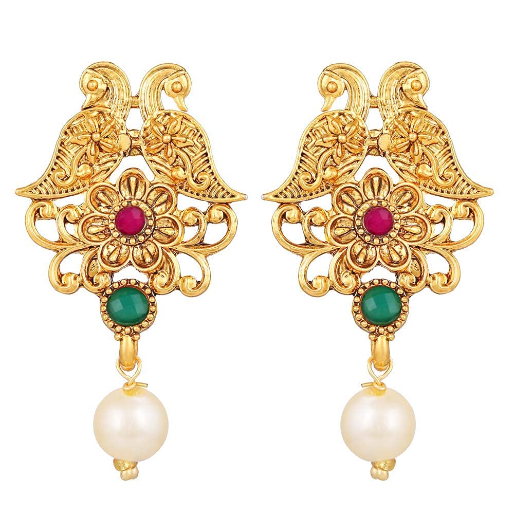 طقم مجوهرات مطلي بالذهب أنيق للنساء