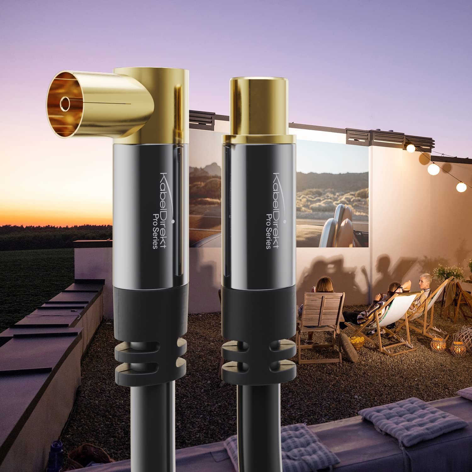 KabelDirekt – 4K TV Aerial Cable, Coaxial Cable, 90° Angled/Straight – 10m – Digital/Analogue – Available in 0.5-20m (Straight Plug/Angled Socket, DVB-C/DVB-T/DVB-S, black)