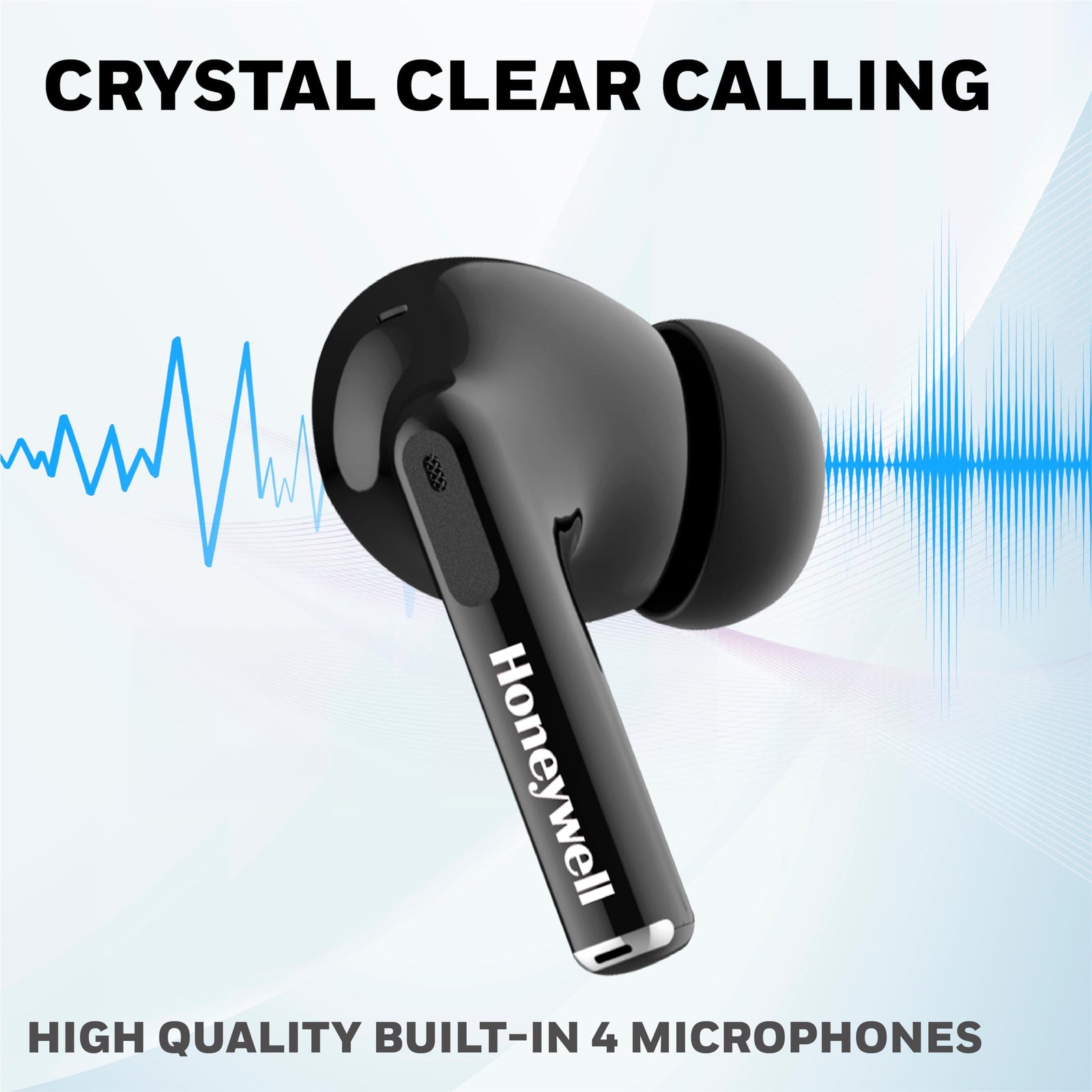 Honeywell Moxie V1200 True Wireless Bluetooth Earbuds – 26H Playtime, Type-C Fast Charging, IPX4 Water Resistant, Bluetooth 5.3, Touch Control, Voice Assistant – Black