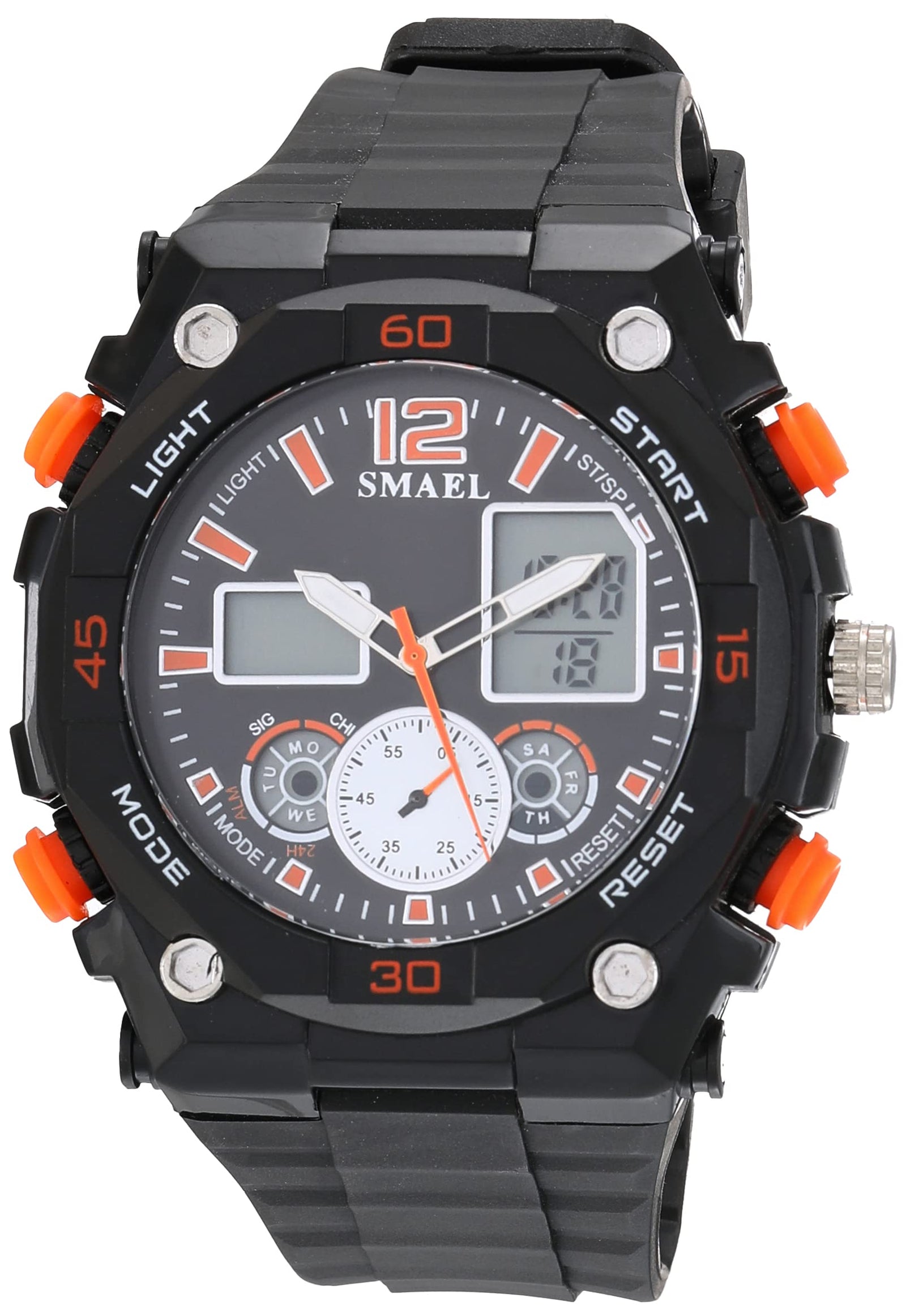 FT242 Black Round Analog-Digital Rubber Watch For mens