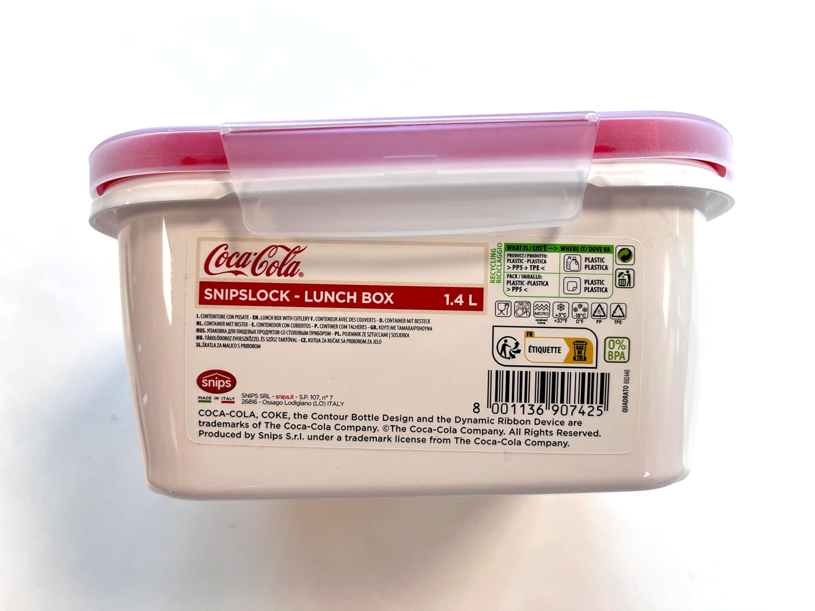 Snips Coca-Cola Square Lunch Box 1.4 L- Made in Italy Lunch Box 0% Bpa
