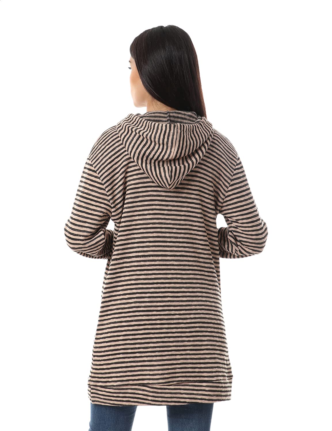 Jamila Women's Striped Hoodie with Kangaroo Pocket and Drawstring