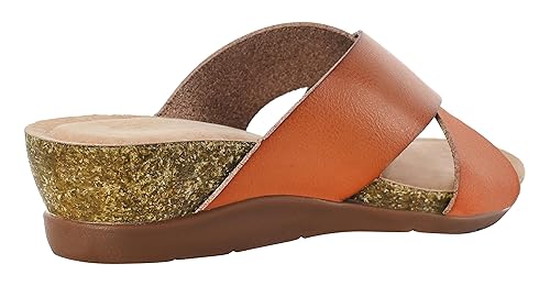 Pixi Women’s Faux Leather Cross Strap Wedge Sandals – Slip-On Design