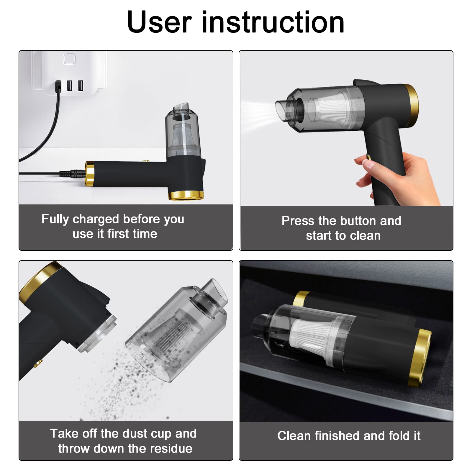 Generic Cordless Handheld Vacuum Cleaner for Car Cleaning - Safqqa Egypt