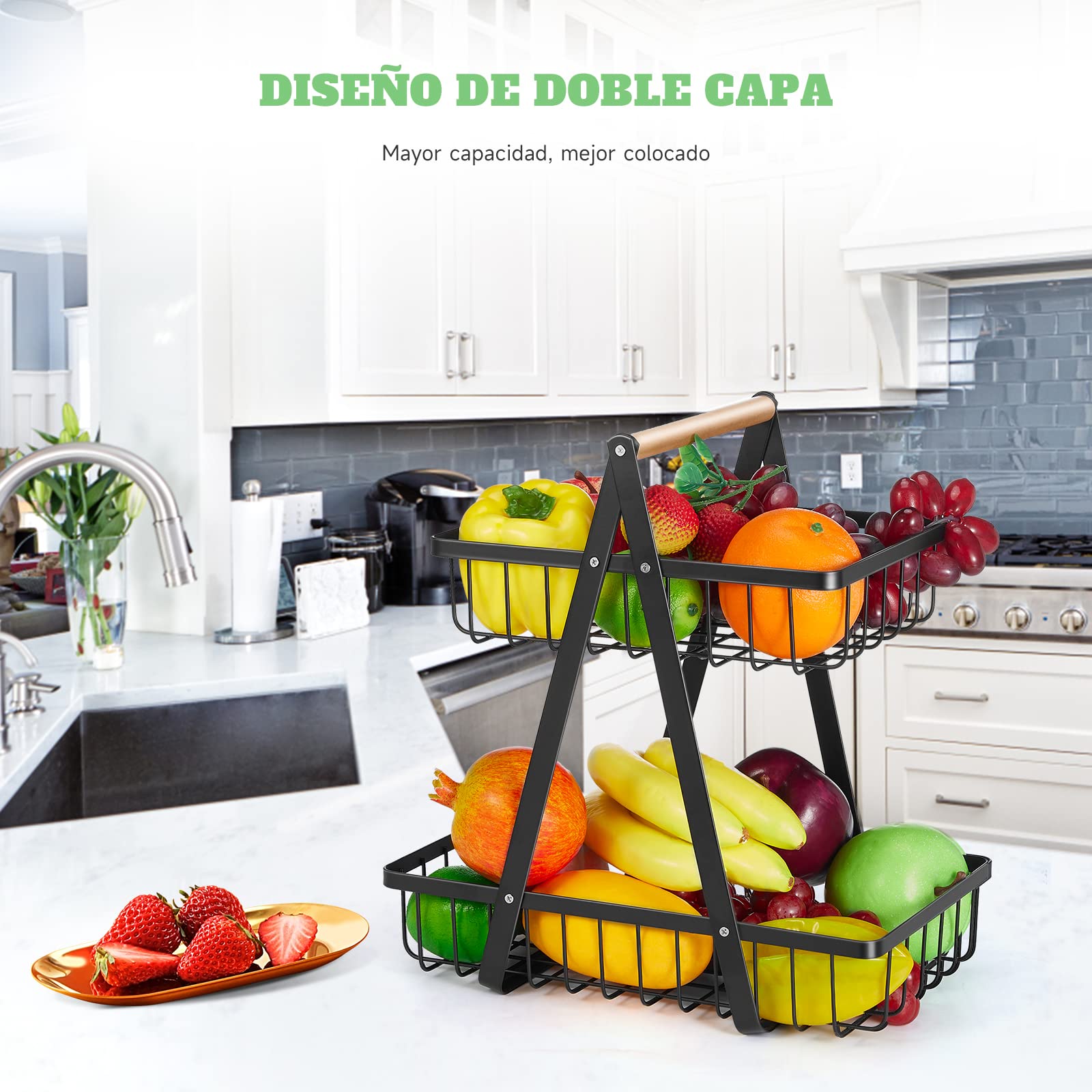 TXG 2-Tier Metal Fruit Basket – Modern Kitchen – Safqqa Egypt