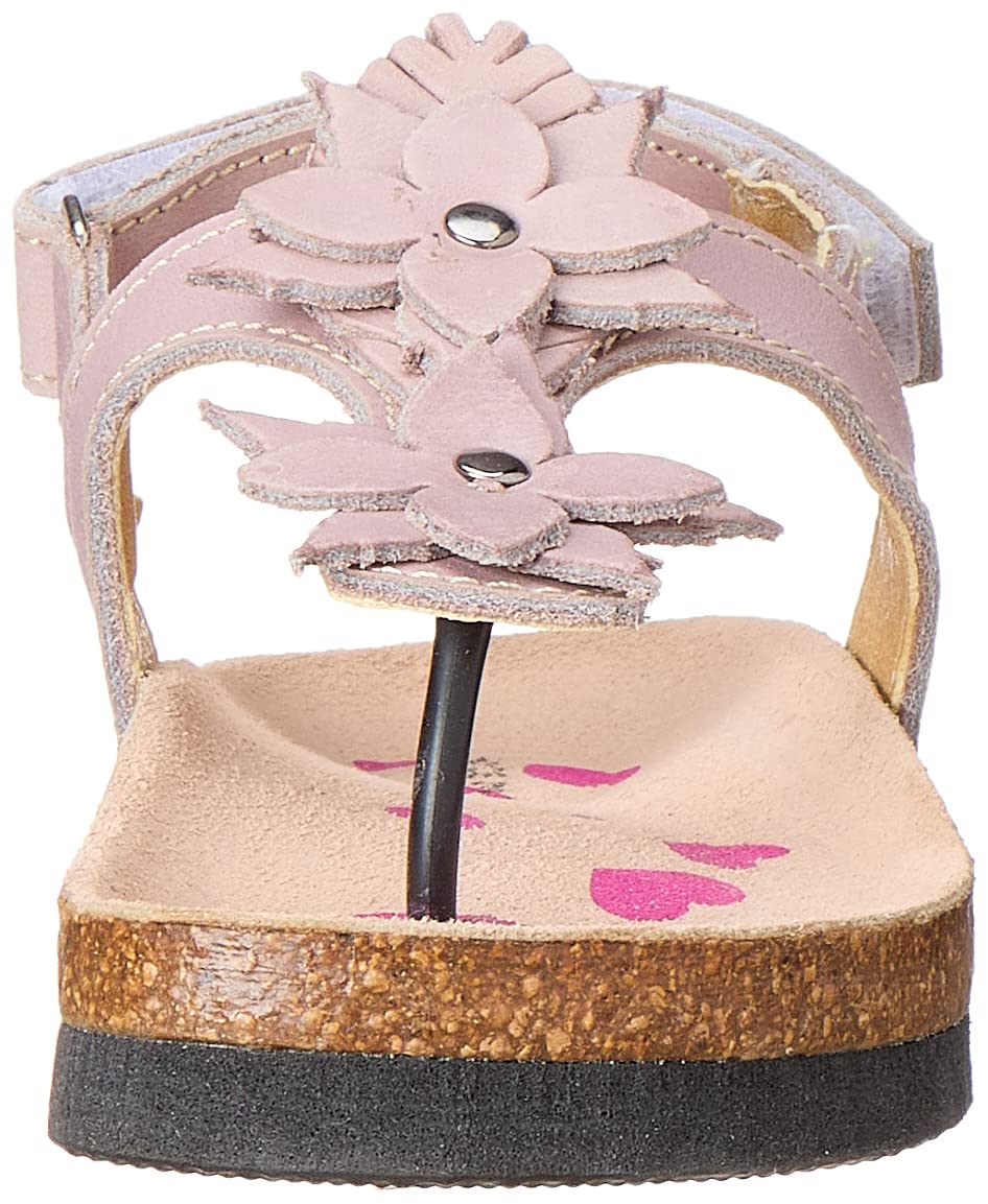 Bellino Flower Embellished Velcro Closure Back Strap Thong Sandals for Girls