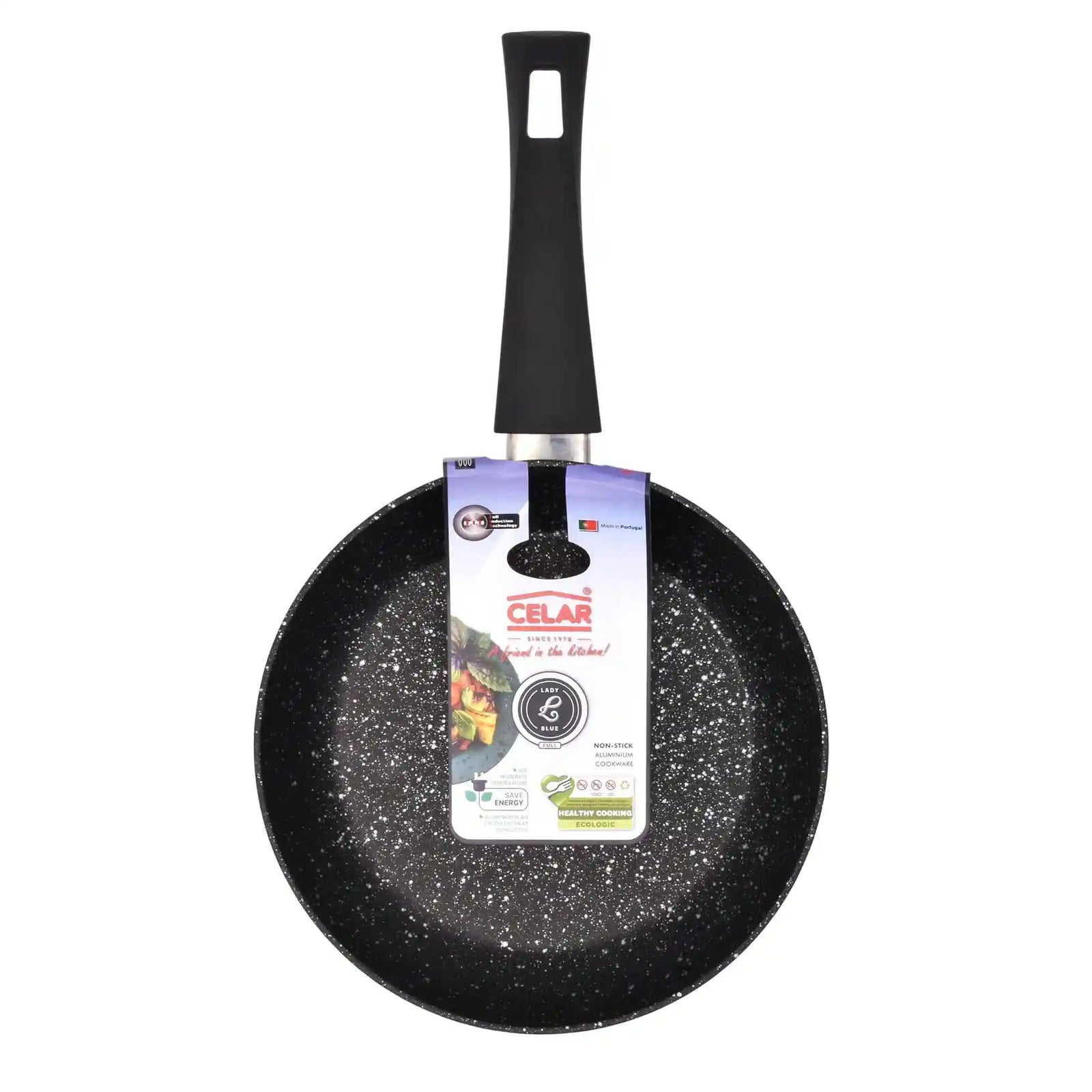 Celar Aluminum Frying Pan, 22 cm Size, Blue, Non-stick, Induction + Gas Stove, Made In Portugal