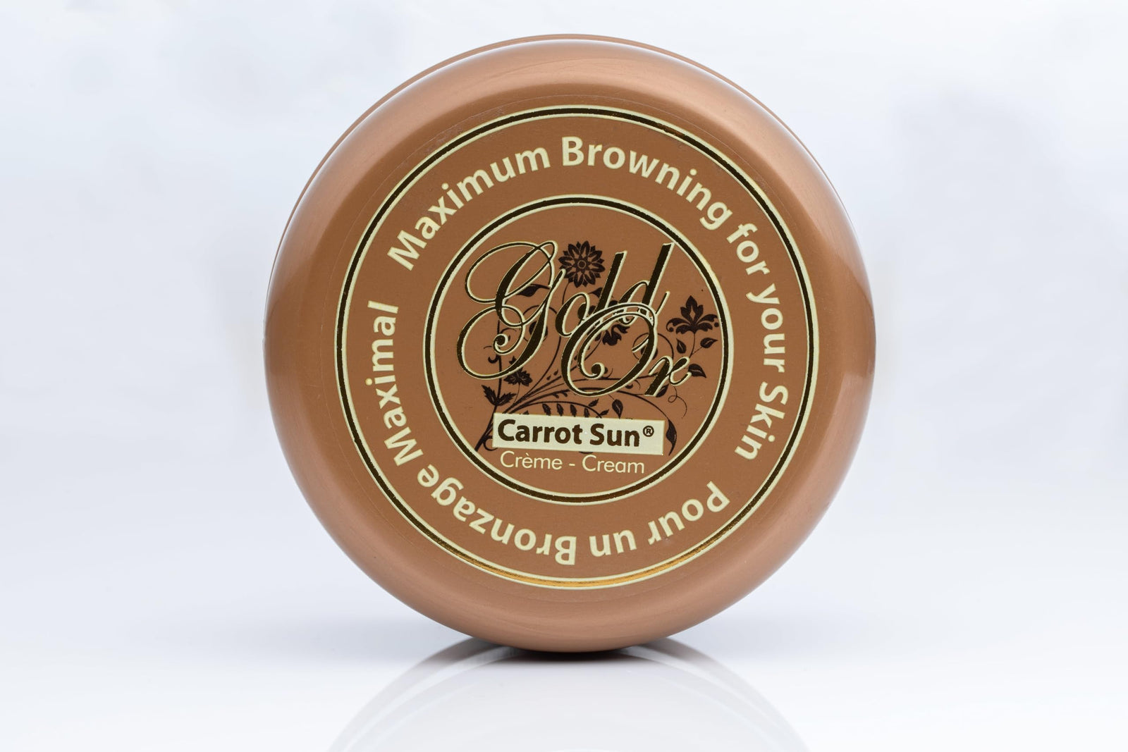 كريم كاروت صن جولد، الكريم الأصلي الغني بزيت الجزر والمستخلصات النباتية الطبيعية. يساعد على تسريع عملية الاسمرار مع تغذية وترطيب البشرة بعمق