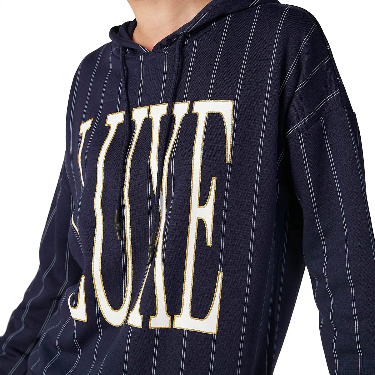 Splash Striped Front Print Long Sleeves Hooded Sweatshirt for Women