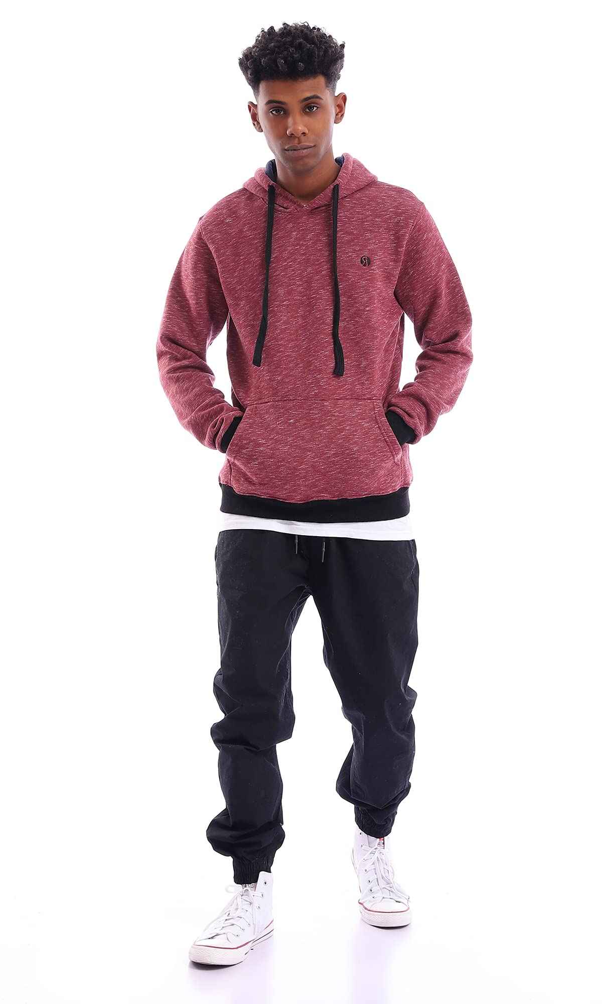 Ravin mens Ravin 96047 Slip On Heather Burgundy Hooded Neck Hoodie Sweatshirt