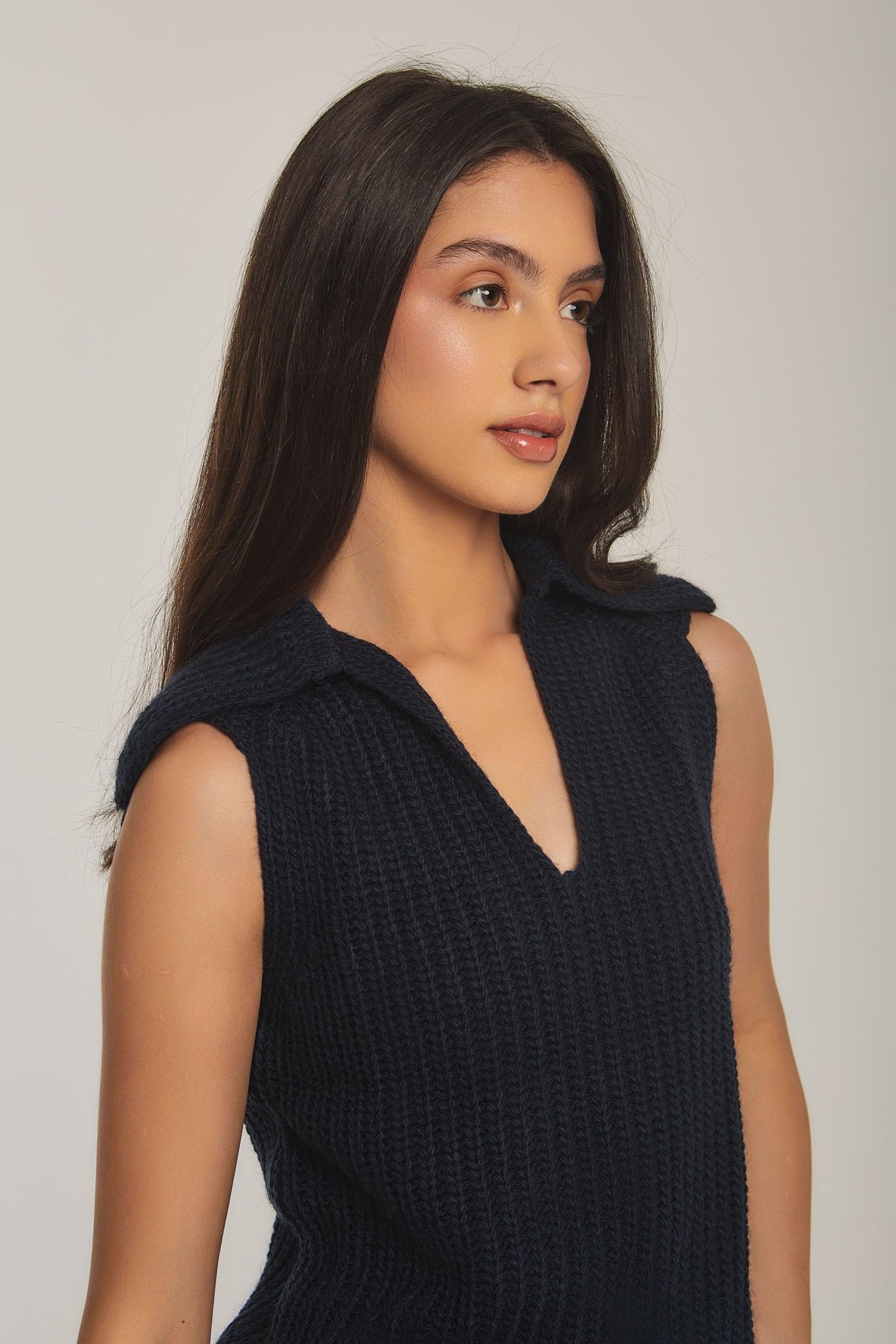DARE Dalydress Women's Fancy Knitted Vest With Collar - Safqqa Egypt